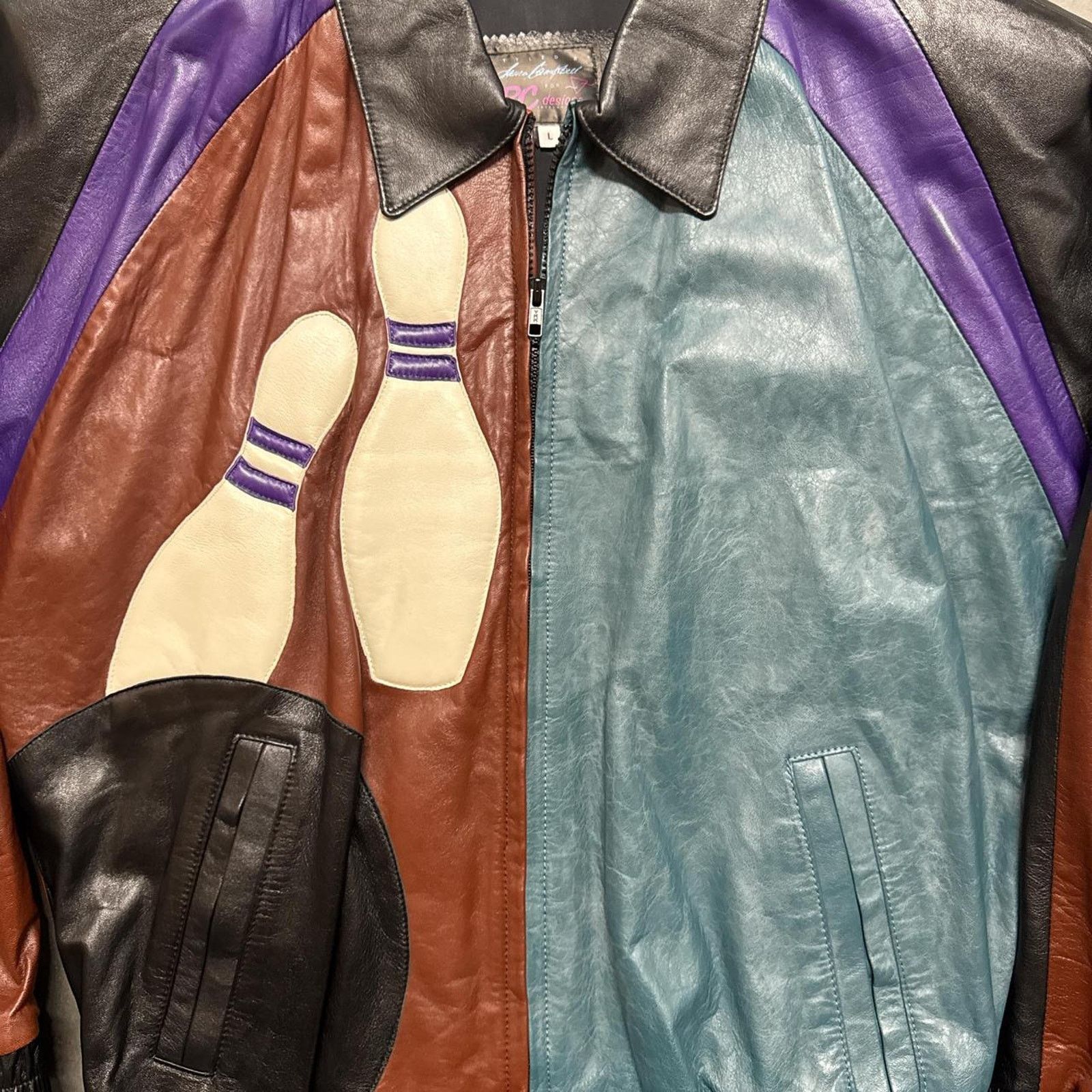 & Other Stories Vintage 80s Bowling Strike Lamb Leather Jacket Size US M / EU 48-50 / 2 - 4 Thumbnail
