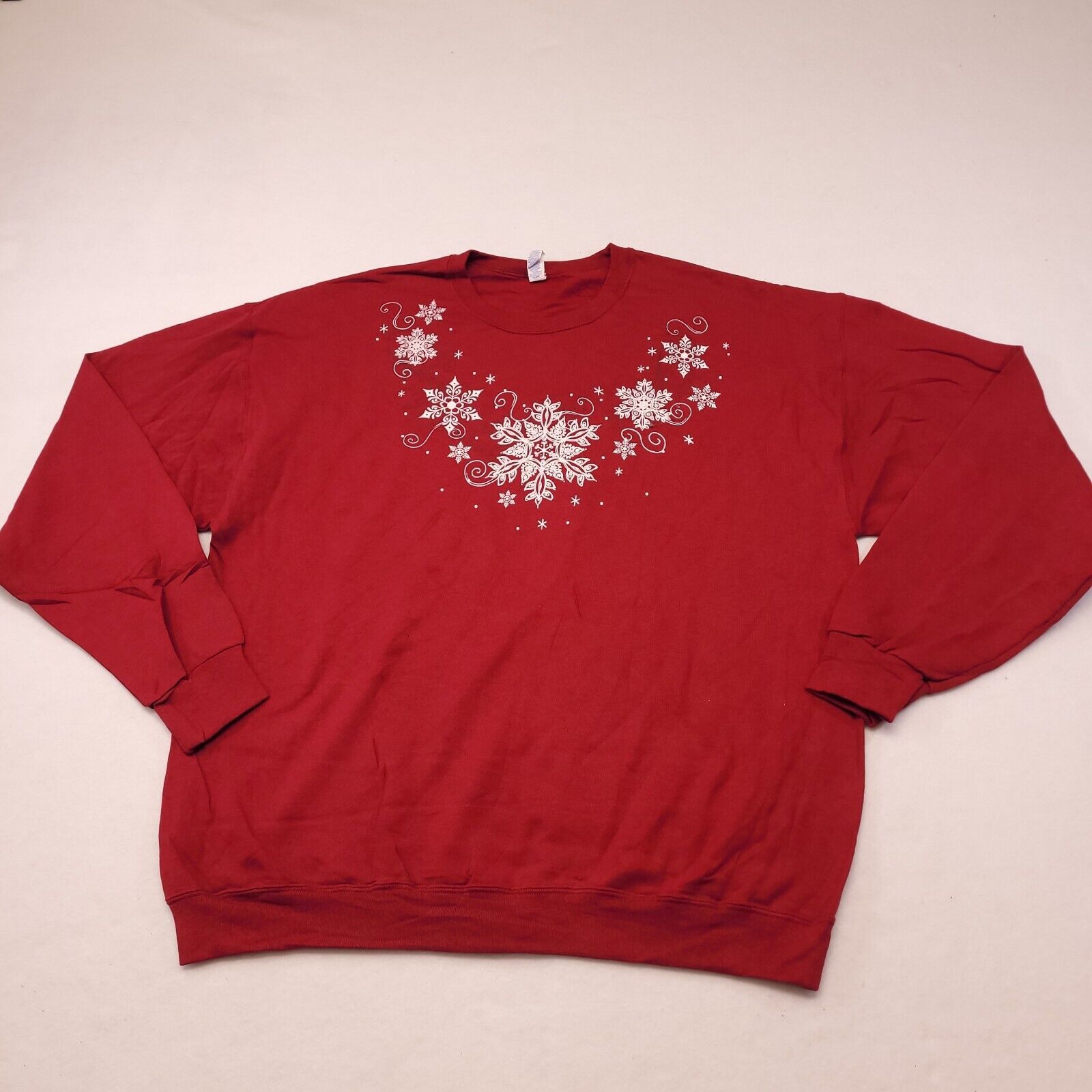 Jerzees Festive Snowflake Sweatshirt Womens Size XL Red Jerzees Size XL / US 12-14 / IT 48-50 - 2 Thumbnail