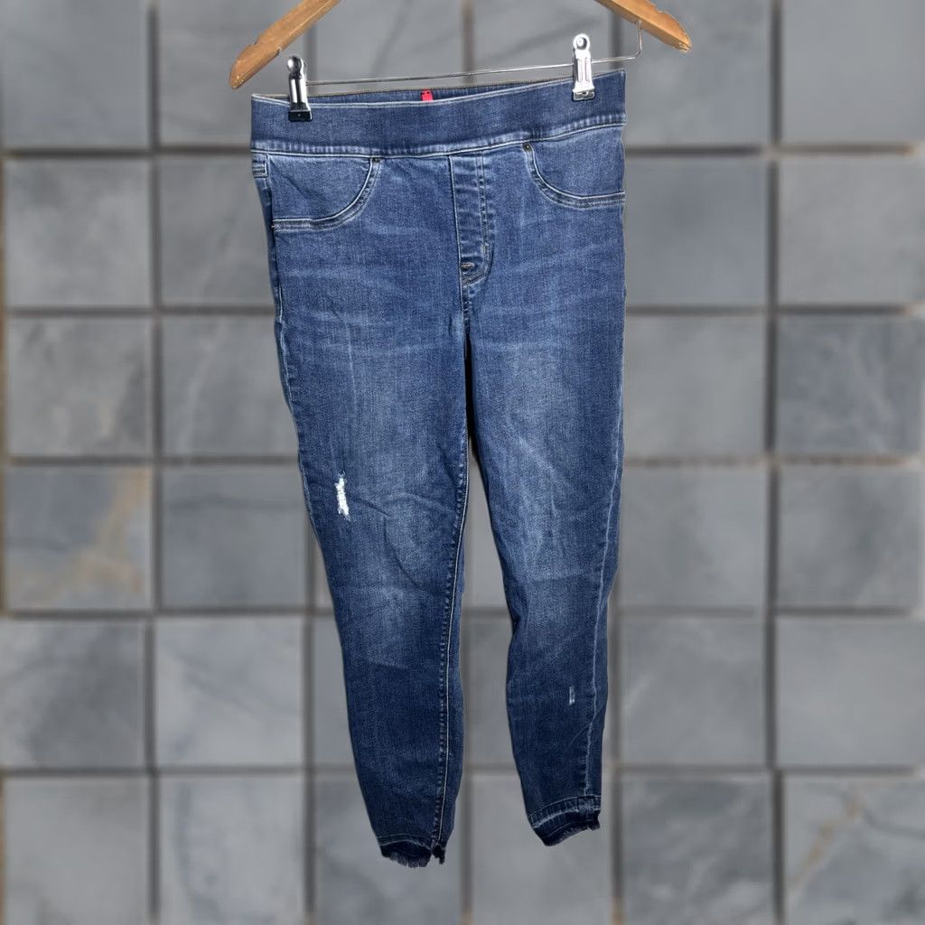 Spanx Spanx Womens Medium Blue Pull On Jeggings Distressed Denim Skinny Pants Size 32" / US 10 / IT 46 - 1 Thumbnail