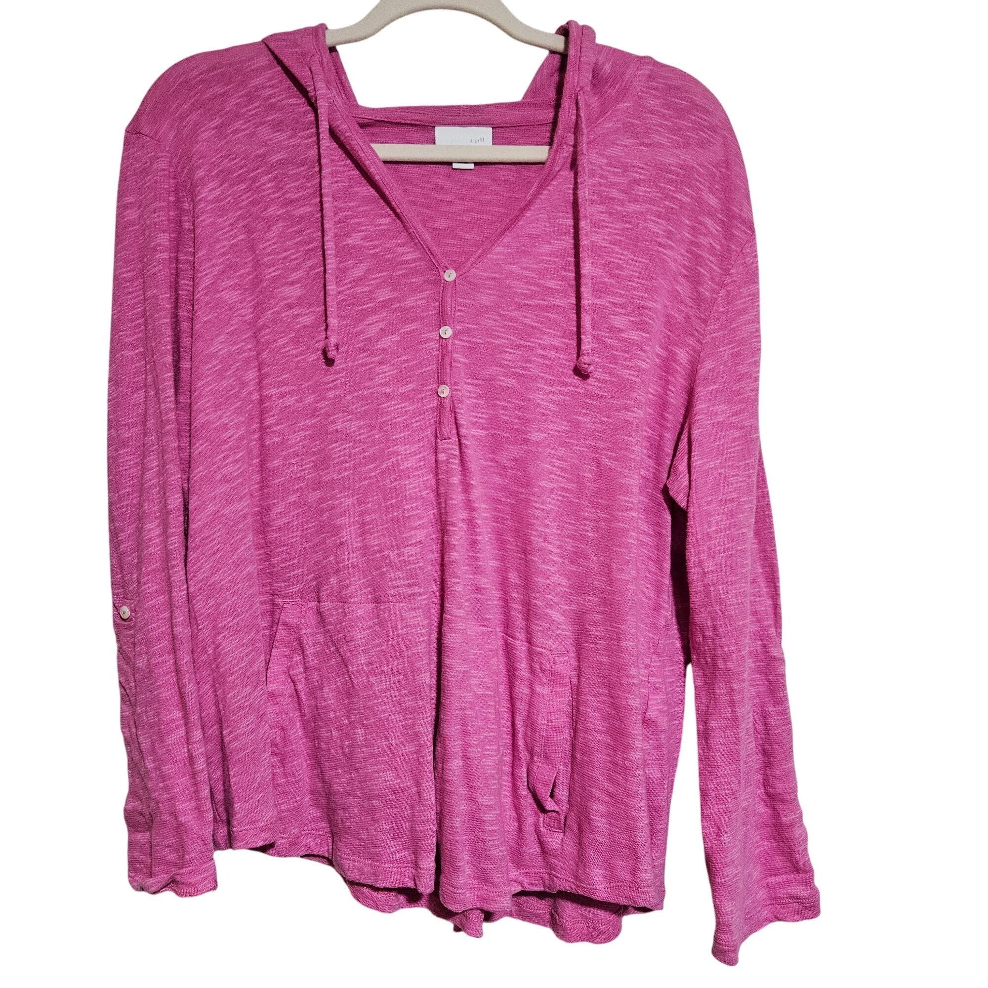 J. Jill J Jill Linen Hoodie L Petite Casual Travel Core Athleisure Size L / US 10 / IT 46 - 2 Thumbnail