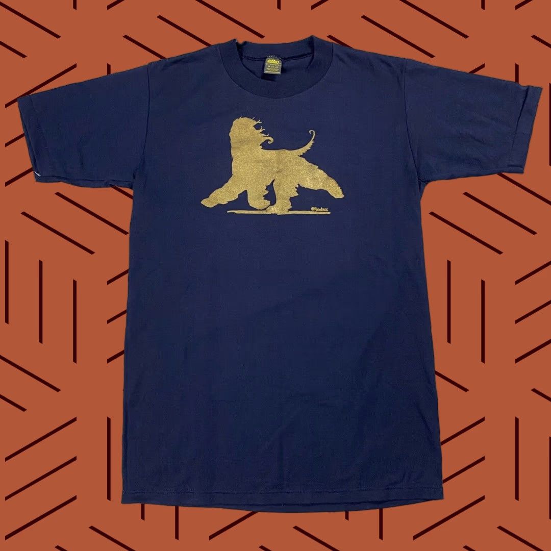 Silhouette VINTAGE 80s JERZEES AFGHAN DOG SILHOUETTE ART GRAPHIC T-SHIRT Adult Medium Blue 90s Mens Size US M / EU 48-50 / 2 - 1 Thumbnail
