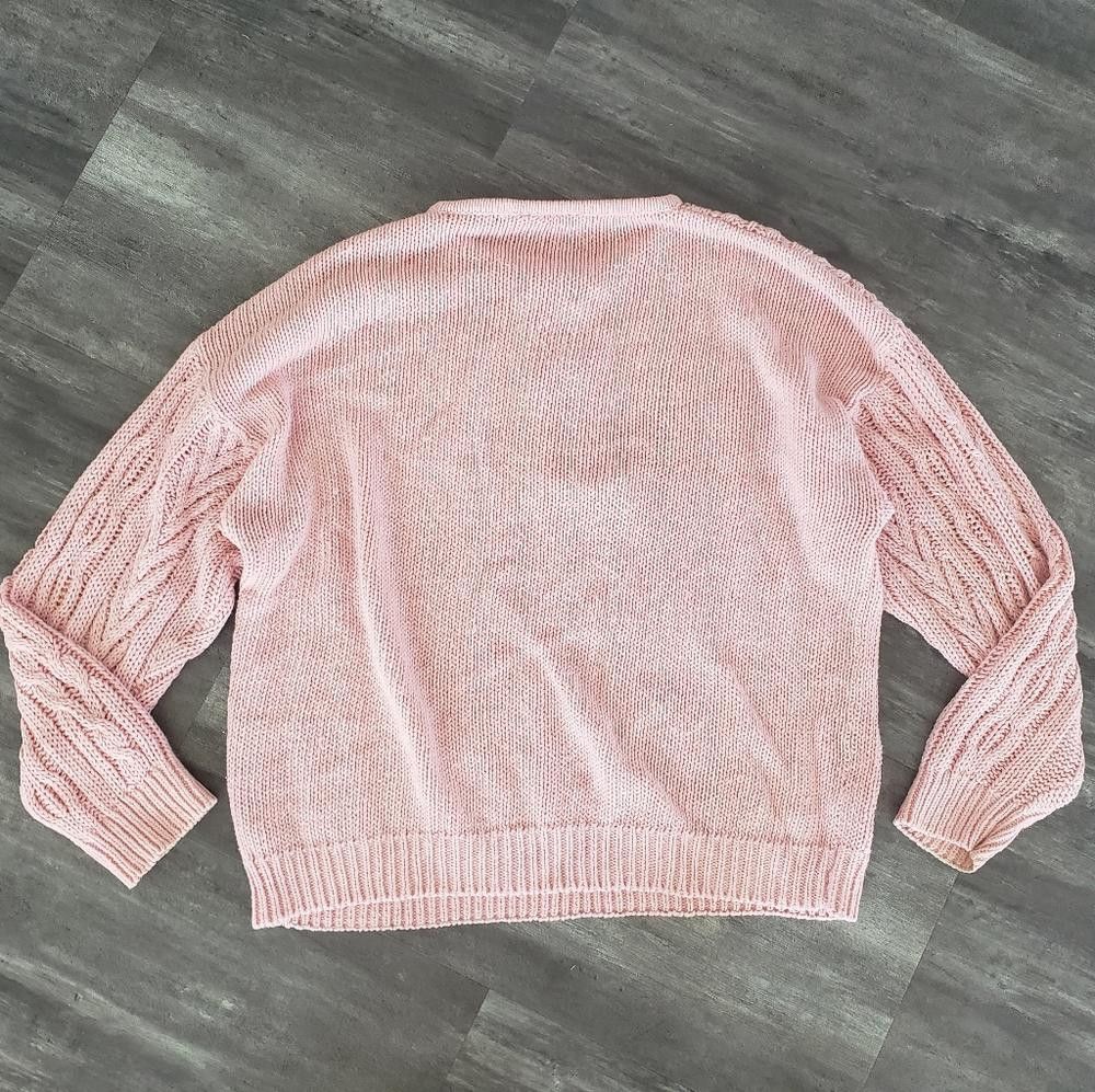 Designer Dust Pink Detailed Chunky Knit Sweater Size M / US 6-8 / IT 42-44 - 2 Thumbnail