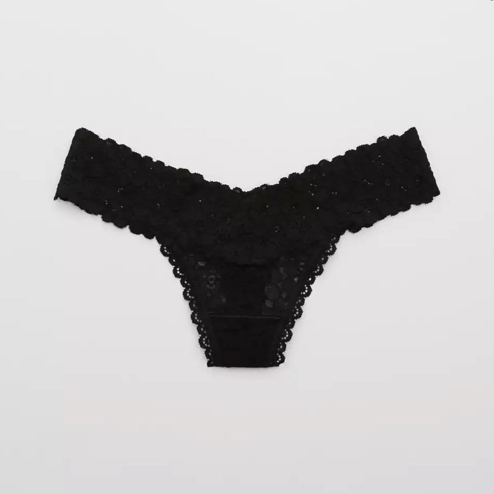 American Eagle Outfitters NEW AERIE Black Sheer Lace Thong Panty Undies  Underwear | Grailed