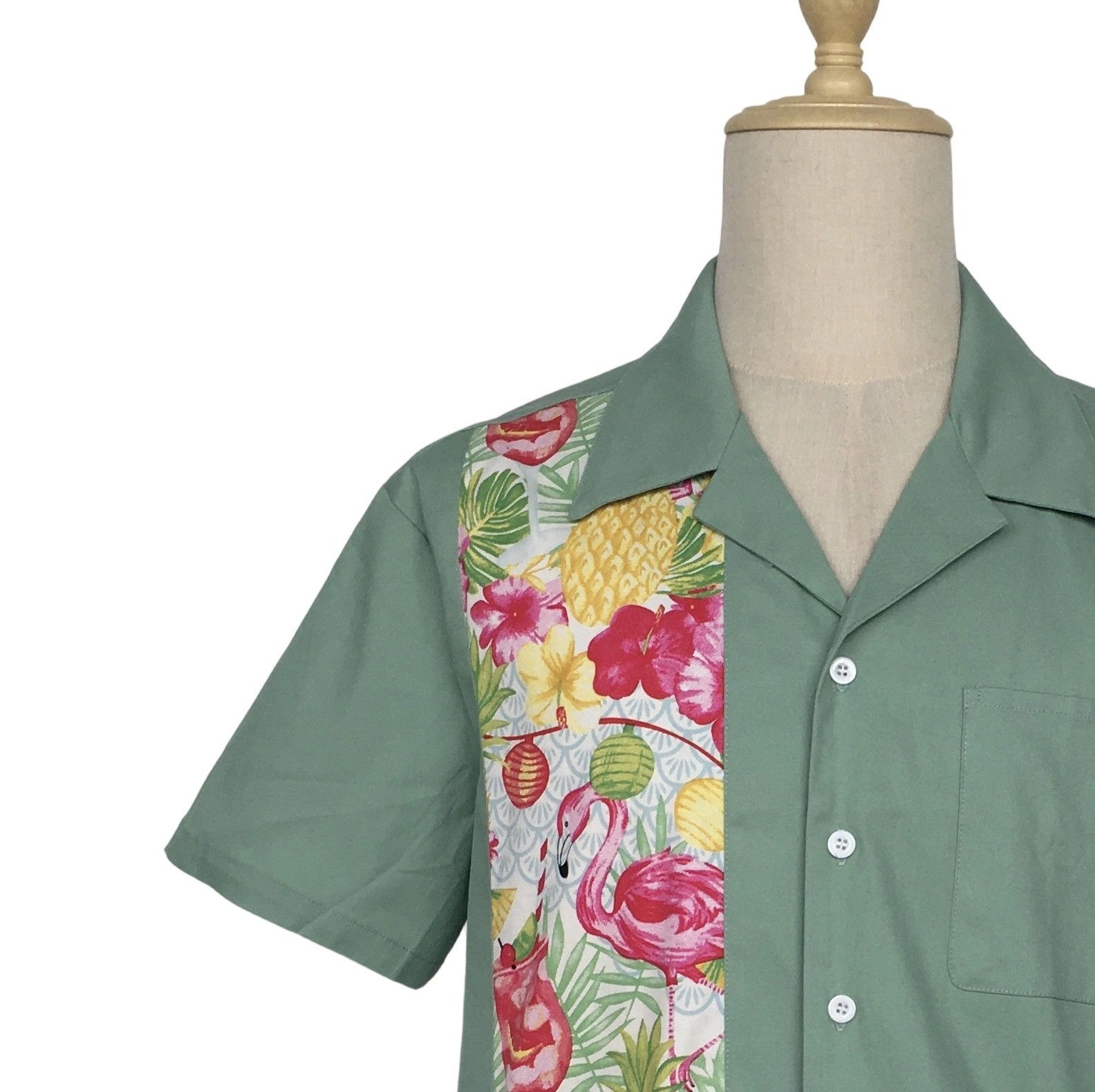 Other Mint Green Bowling Shirts Flamingo Panel Vintage Style Size US XL / EU 56 / 4 - 5 Thumbnail