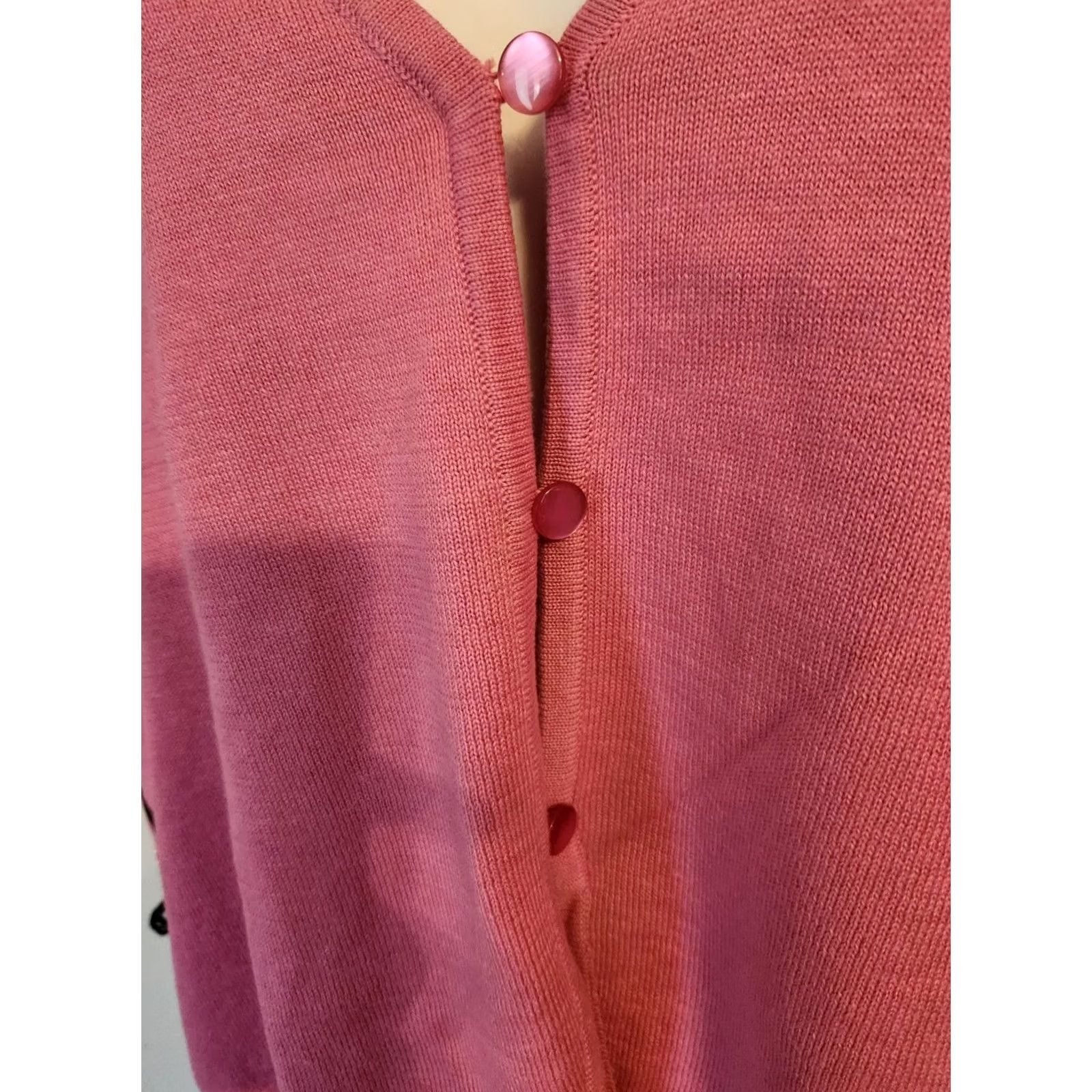 Bob Mackie Bob Mackie Wearable Art Cardigan XS Pink Black Fringe Pearls Buttons 3/4 Sleeve V-Neck Sweater Women Cardigan Casual Vintage No Size XS / US 0-2 / IT 36-38 - 2 Thumbnail