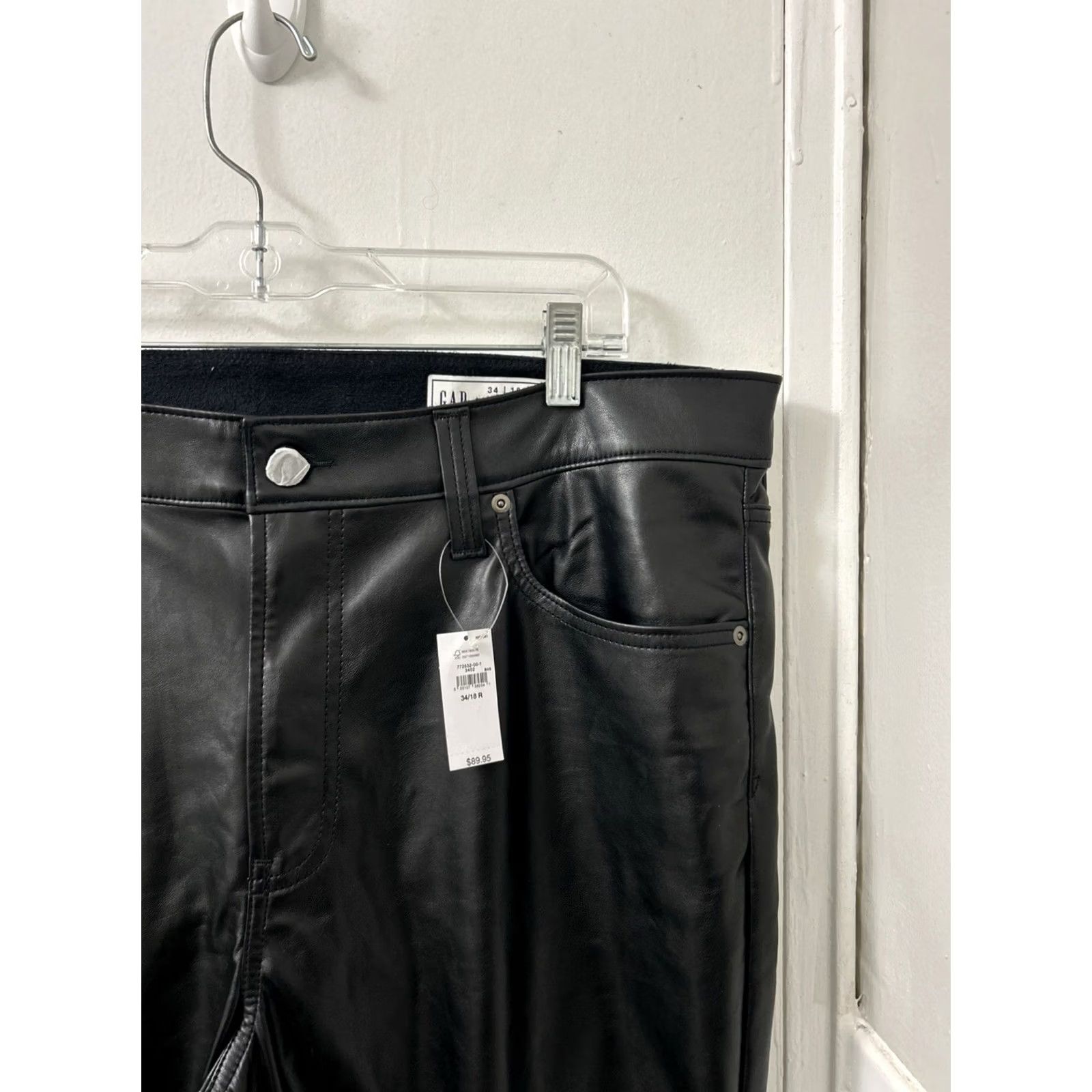 Gap GAP Leather Pants Womens 38x27 Black High Rise Cheeky Straight NWT MSRP 90 Fashion Dress Pants Women's Regular Stone Cold Faux Leather NWT Size 26" / US 2 / IT 38 - 4 Thumbnail