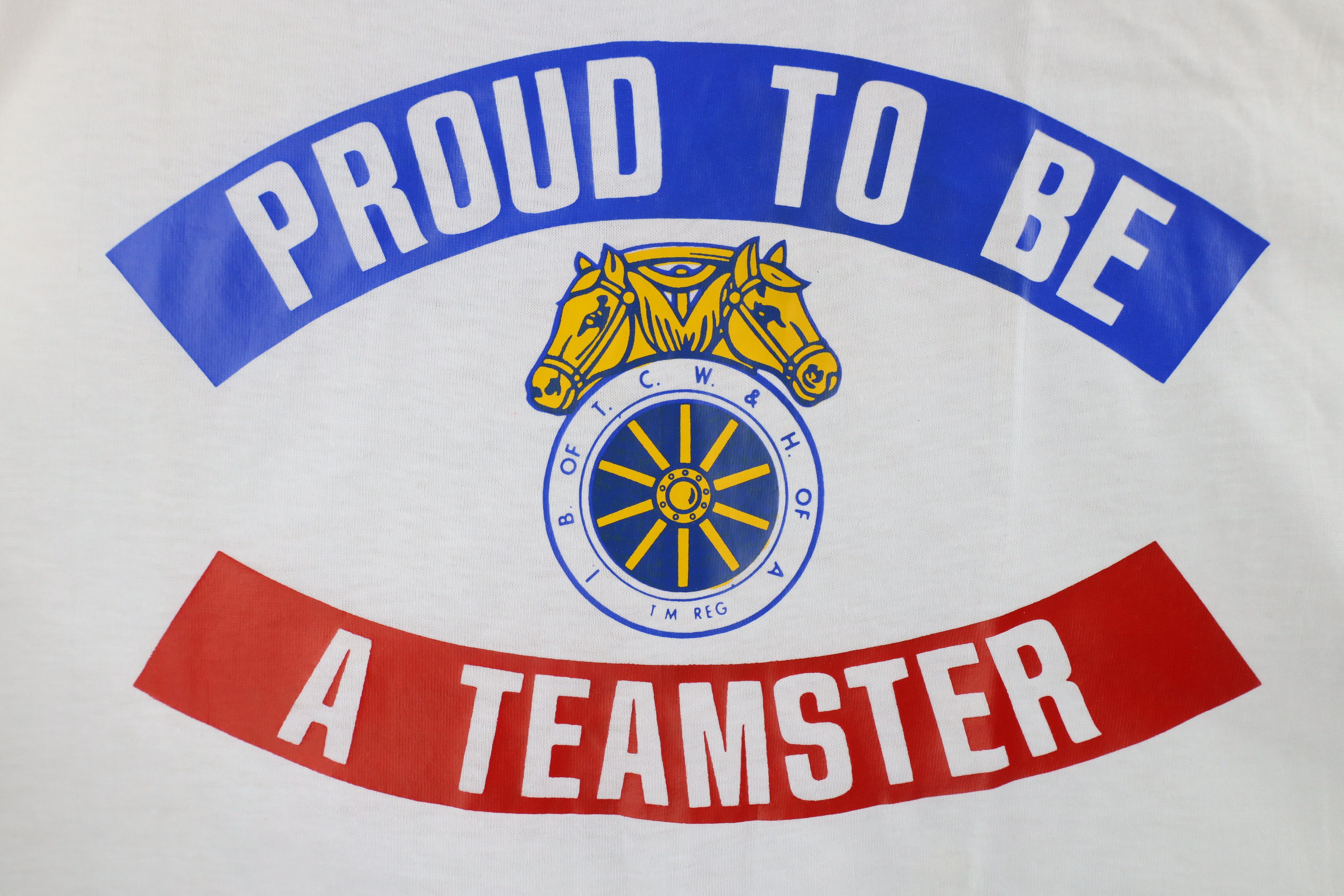 Vintage Deadstock Vintage 70s Union Made Teamster T-Shirt White USA Size US L / EU 52-54 / 3 - 4 Thumbnail