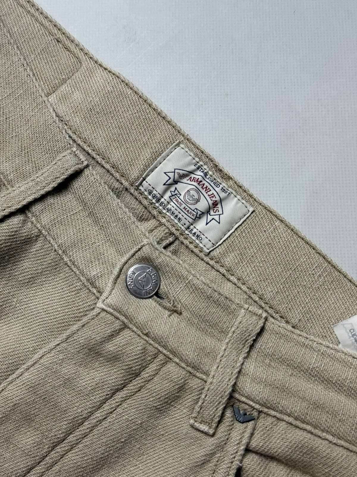 Armani AJ Armani Jeans Vintage Metal Logo Men’s Linen Chino Pants Size US 33 - 11 Thumbnail