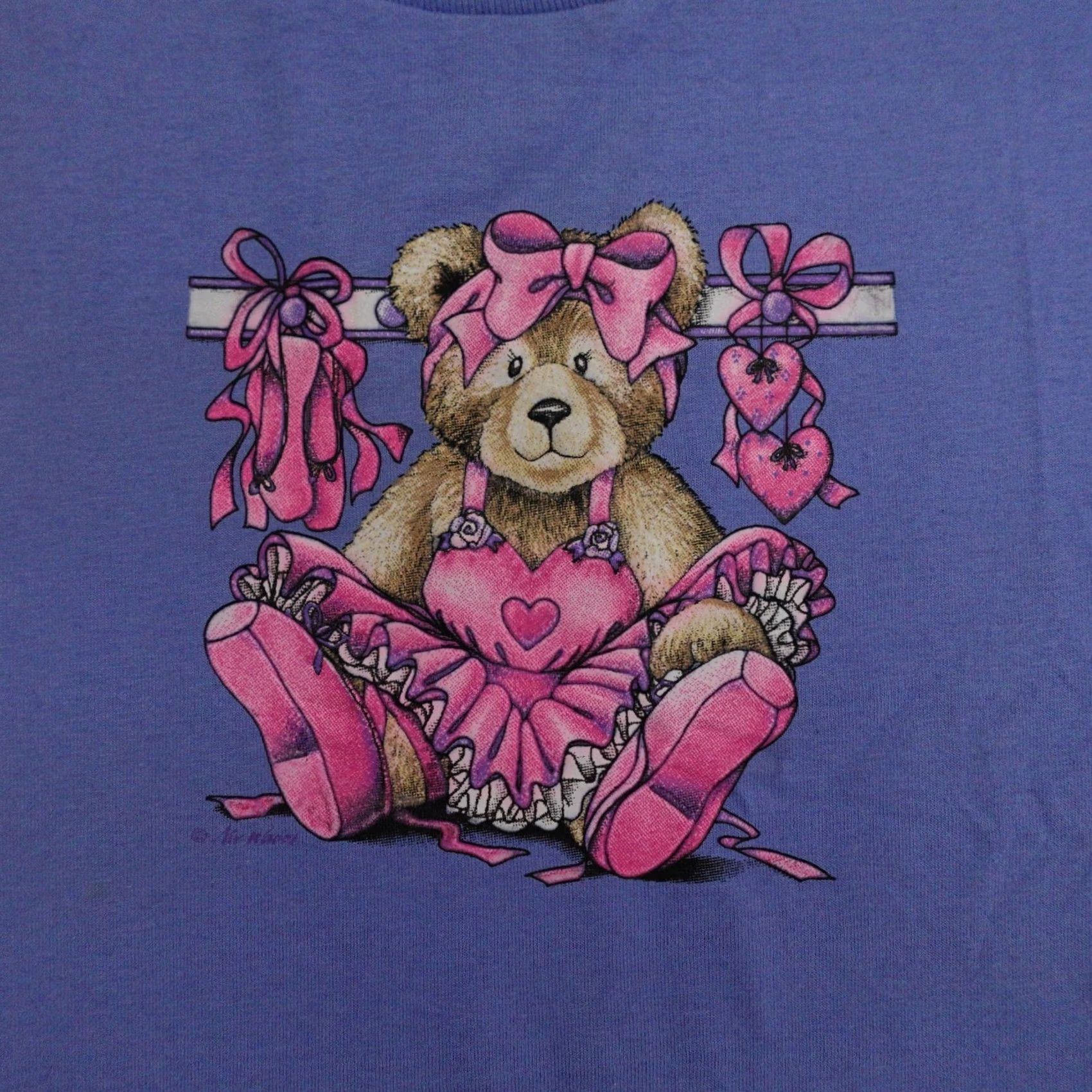 Fruit Of The Loom Vtg Fruit of the Loom Ballerina Bear Tshirt in Blue Graphic Womens Large Size L / US 10 / IT 46 - 2 Thumbnail