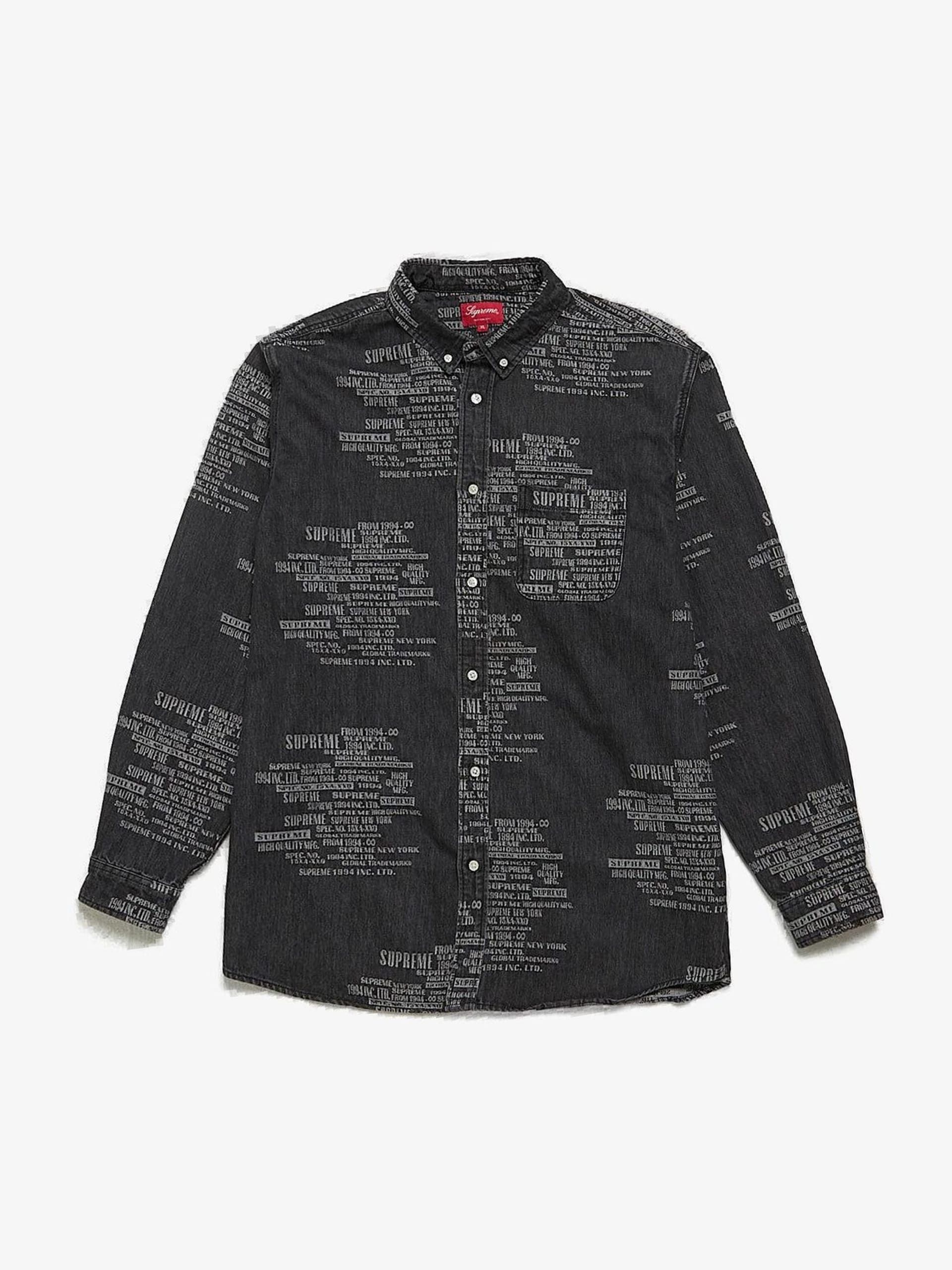Supreme Dark Gray Writings Embroidered Cotton Overshirt Size US XL / EU 56 / 4 - 1 Thumbnail