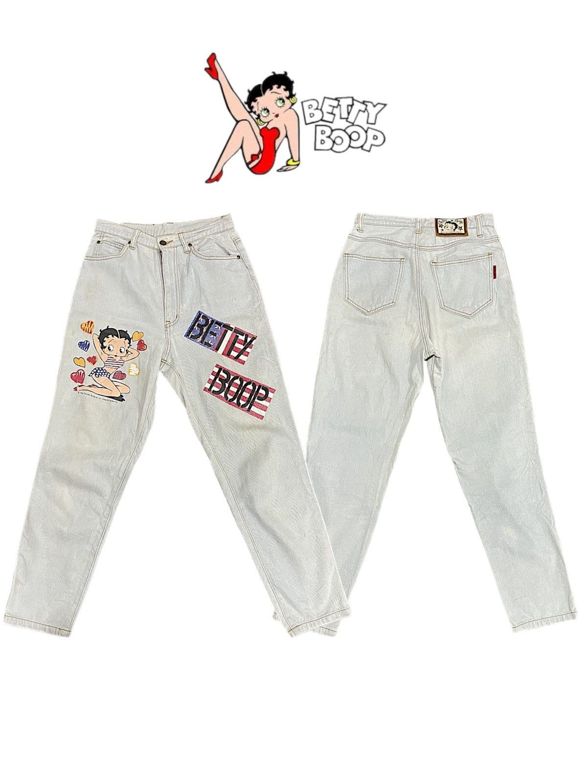 Anime × Cartoon Network Rare 70s Betty Boop Character Art Scovil Button Jeans Size 26" / US 2 / IT 38 - 1 Thumbnail