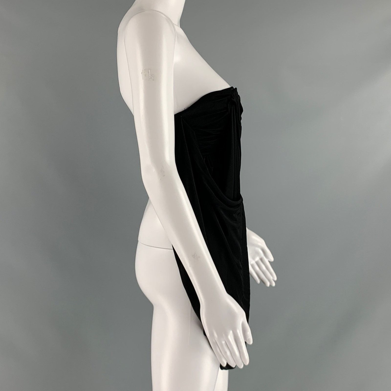 Saint Laurent Paris SAINT LAURENT Size 2 Black Jersey Ruched Bralette Dress Top Size XS / US 0-2 / IT 36-38 - 2 Thumbnail