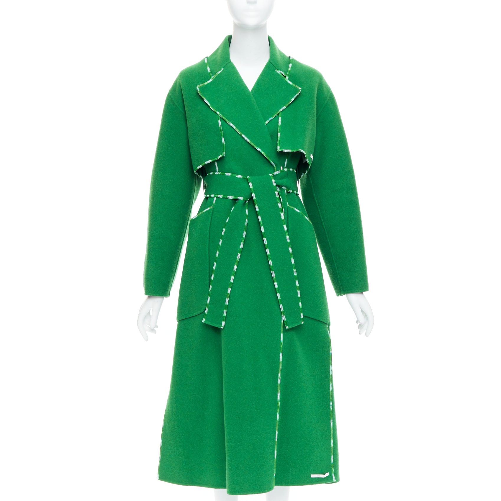 Sportmax SPORTMAX Anniversary Collection handmade virgin wool cashmere green coat IT34 XXS Size XXS / US 00 / IT 34 - 1 Thumbnail