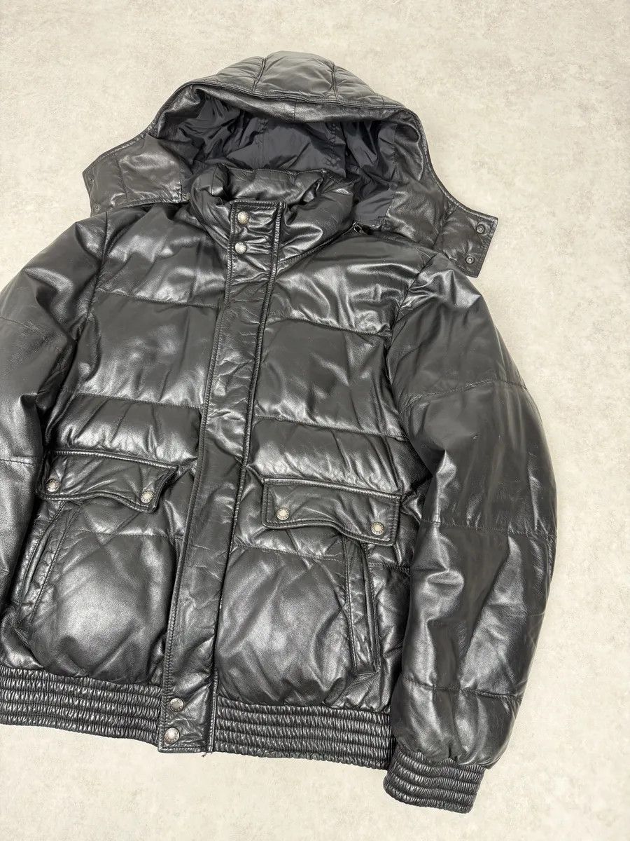 Prada 2000s Prada Hooded Black Leather Bomber Puffer Jacket Size US M / EU 48-50 / 2 - 12 Thumbnail