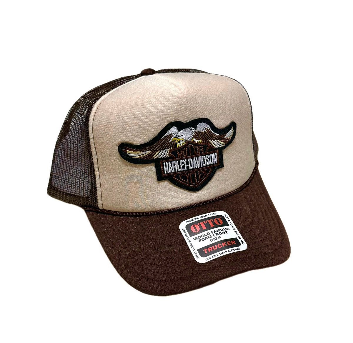 Vintage Brown Tan Harley Davidson Trucker Hat Size ONE SIZE - 1 Thumbnail