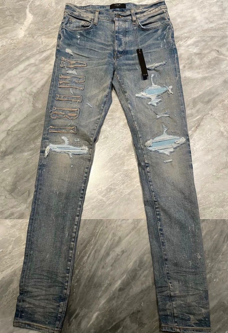 Amiri AMIRI Classic Logo Patch Distressed Jeans - dmc Size US 32 / EU 48 - 1 Thumbnail