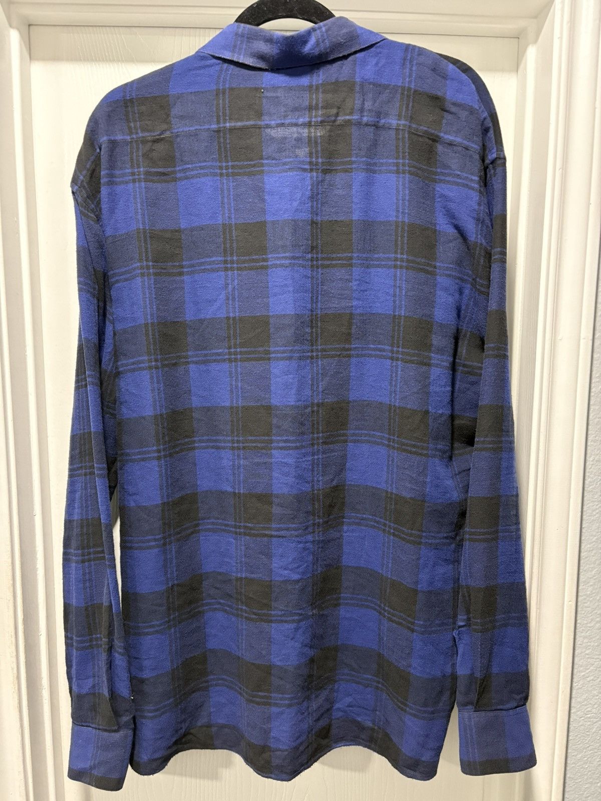Saint Laurent Paris Saint Laurent Paris Blue Plaid Flannel Size US XL / EU 56 / 4 - 2 Thumbnail