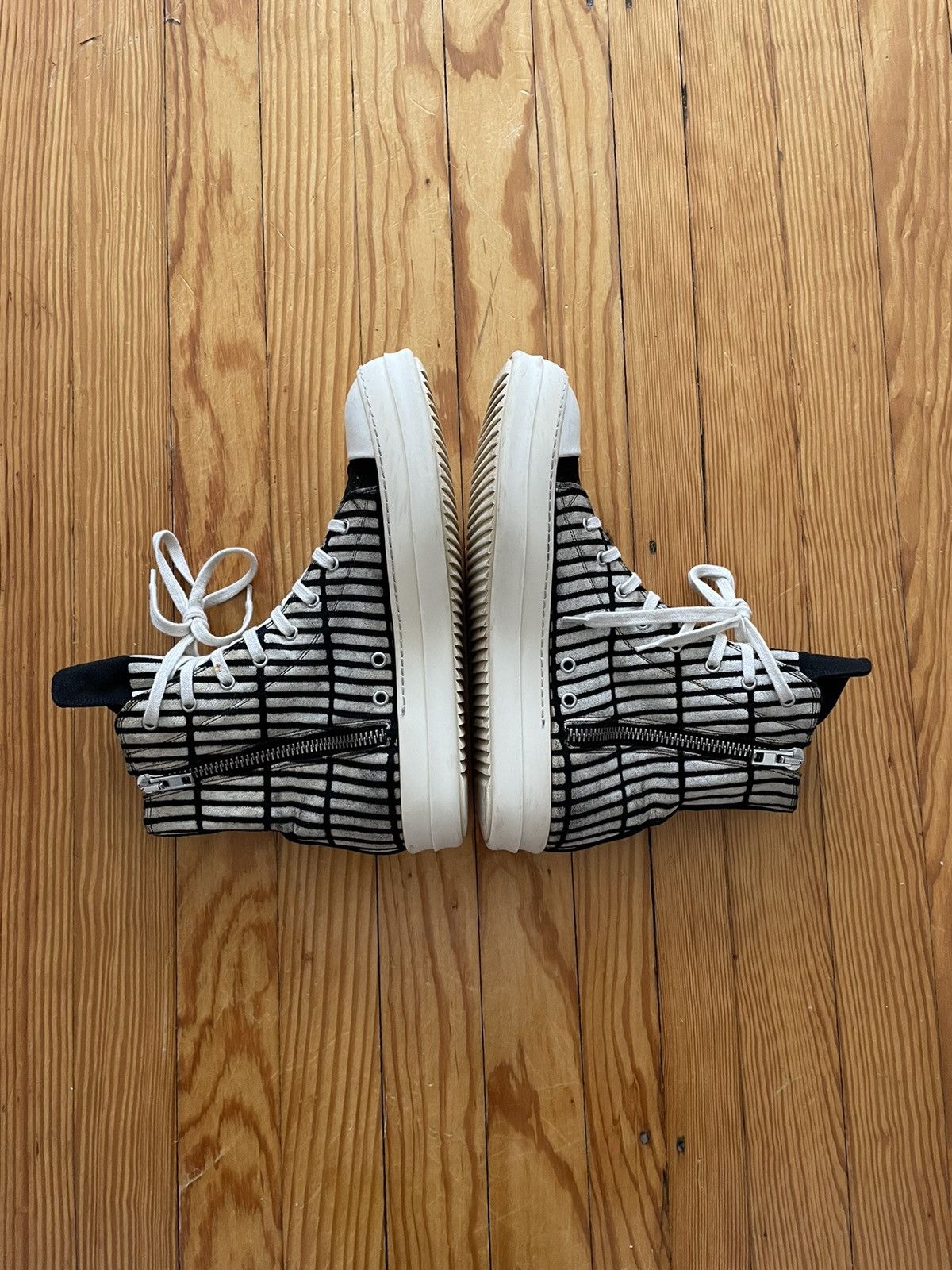 Rick Owens × Rick Owens Drkshdw Rick Owens Printed Ramone High SS14 Black / White Size US 10 / EU 43 - 4 Thumbnail