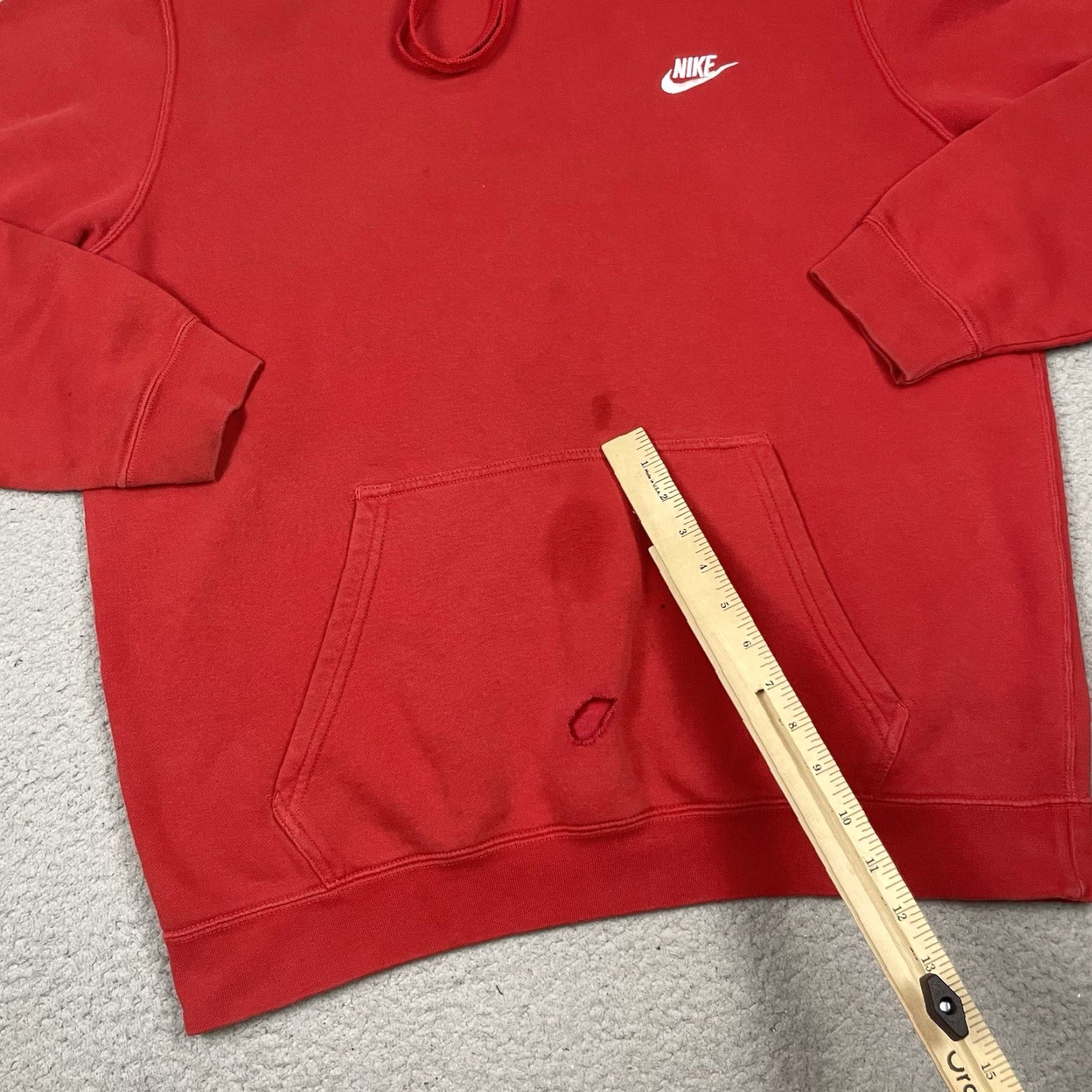 Nike VINTAGE Nike Sweatshirt Adult Large Blue Embroidered Hoodie Swoosh Distressed L Nike Shirt Hoodie Mens 90s Pullover Logo Pocket Knit Cotton Polyester Size US L / EU 52-54 / 3 - 6 Thumbnail