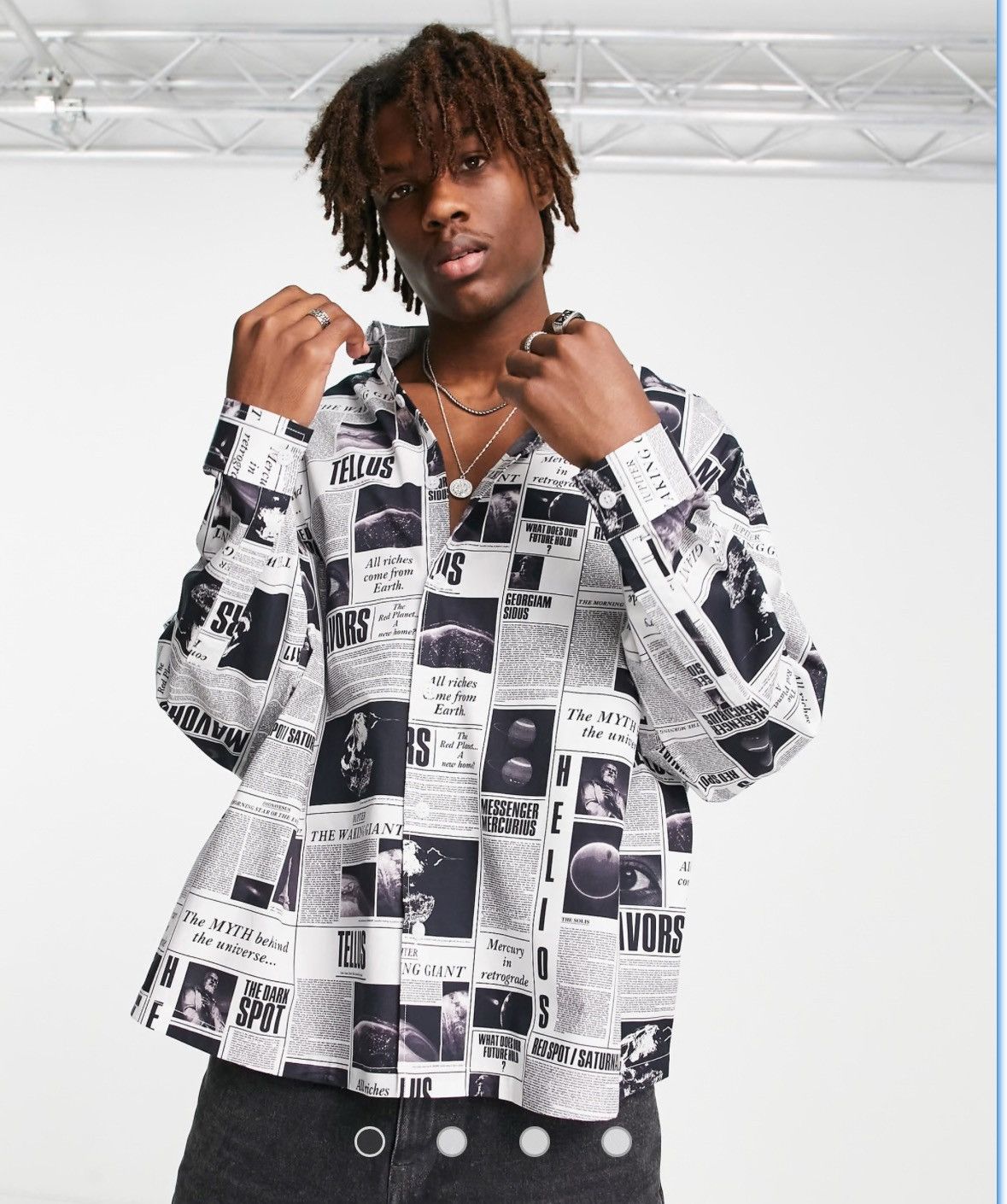 Designer ASOS DESIGN boxy oversized shirt in all over newspaper print Size US M / EU 48-50 / 2 - 1 Thumbnail