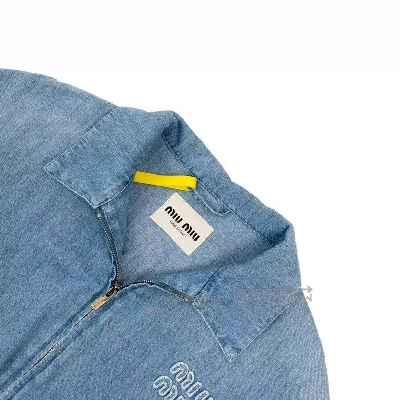 Miu Miu Miu Miu 38 Blue letter Logo embroidered short denim jacket Size M / US 6-8 / IT 42-44 - 3 Thumbnail