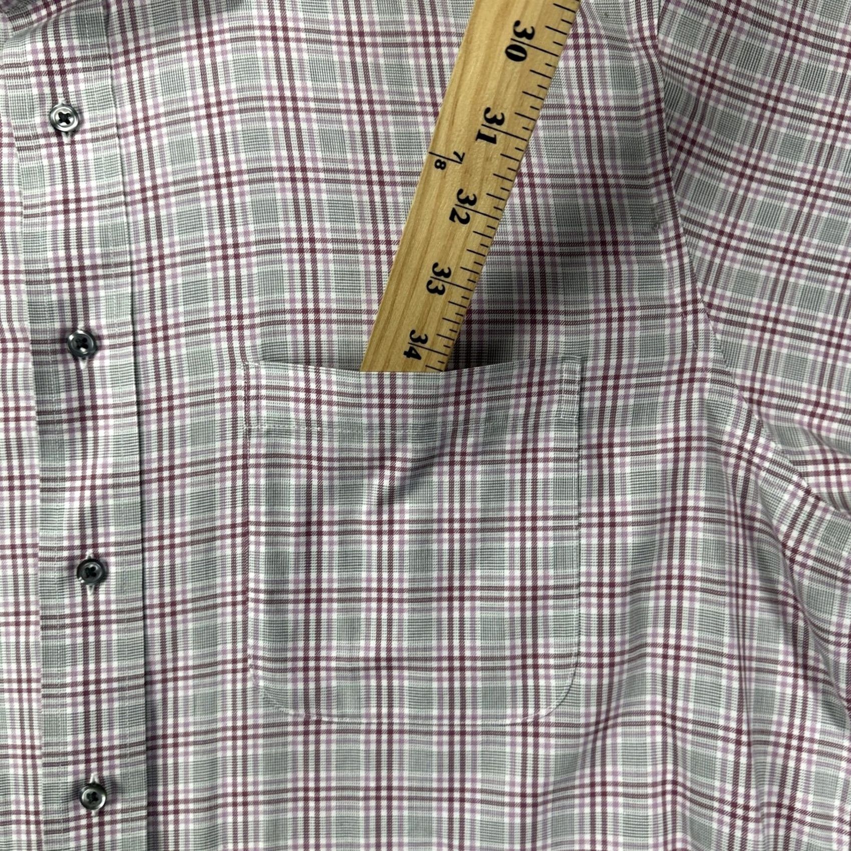 Pinko Paul Fredrick Shirt Mens 16.5 Dress Gray Pink Classic Fit Plaid Button Up EUC Size 46R - 4 Thumbnail