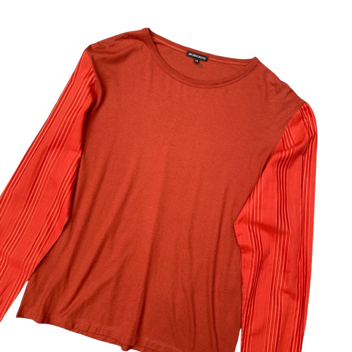 Ann Demeulemeester Ann Demeulemeester S/S16 - Orange Striped Hybrid L/S Shirt Size XS / US 0-2 / IT 36-38 - 2 Thumbnail
