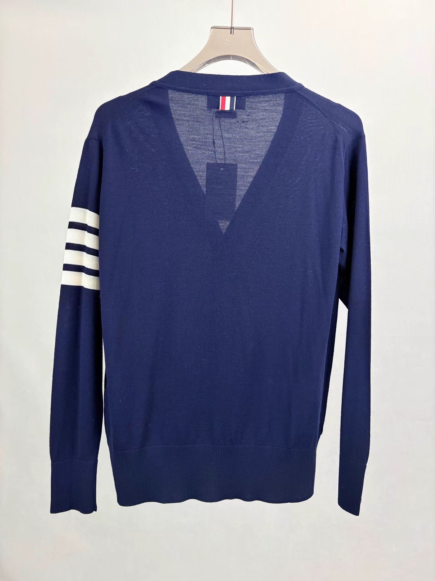 Thom Browne THOM BROWNE Four-Bar Navy Wool Cardigan Size US L / EU 52-54 / 3 - 2 Thumbnail