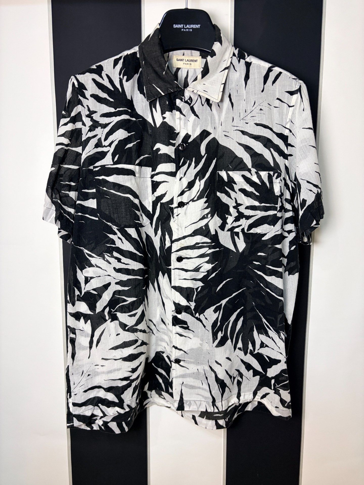 Saint Laurent Paris Saint Laurent 16ss Cuban Collar Palm Shirt Size US S / EU 44-46 / 1 - 1 Thumbnail