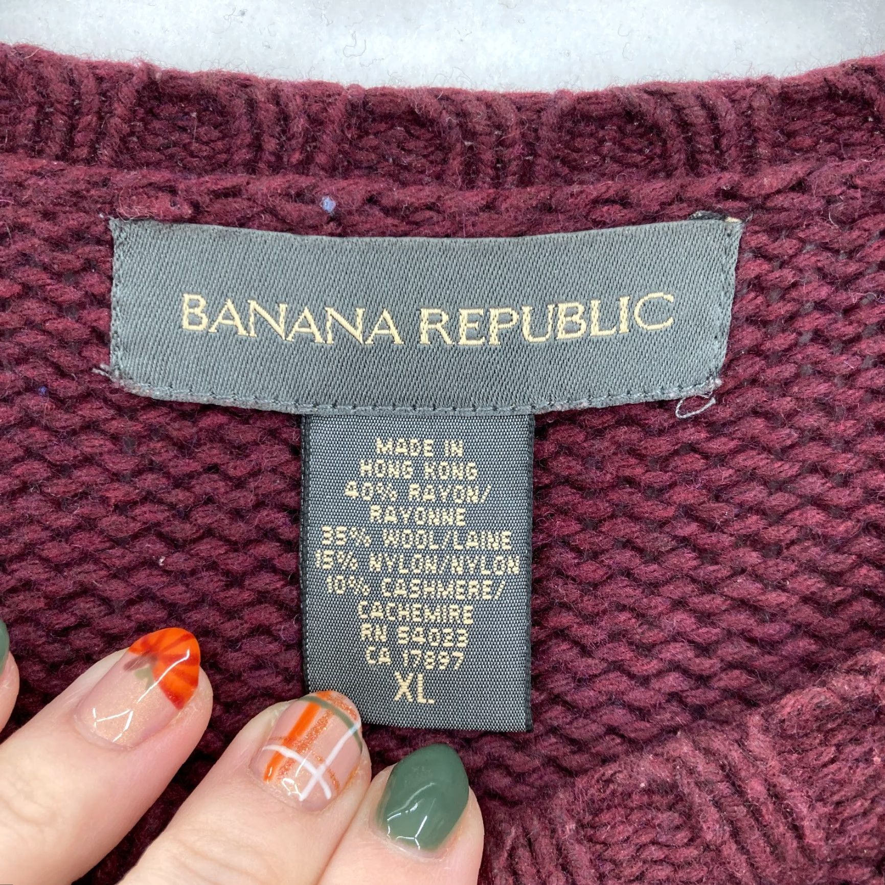 Banana Republic Banana Republic Women's XL Burgundy Cable Knit Sweater Wool Cashmere Vintage sweater Size XL / US 12-14 / IT 48-50 - 4 Thumbnail