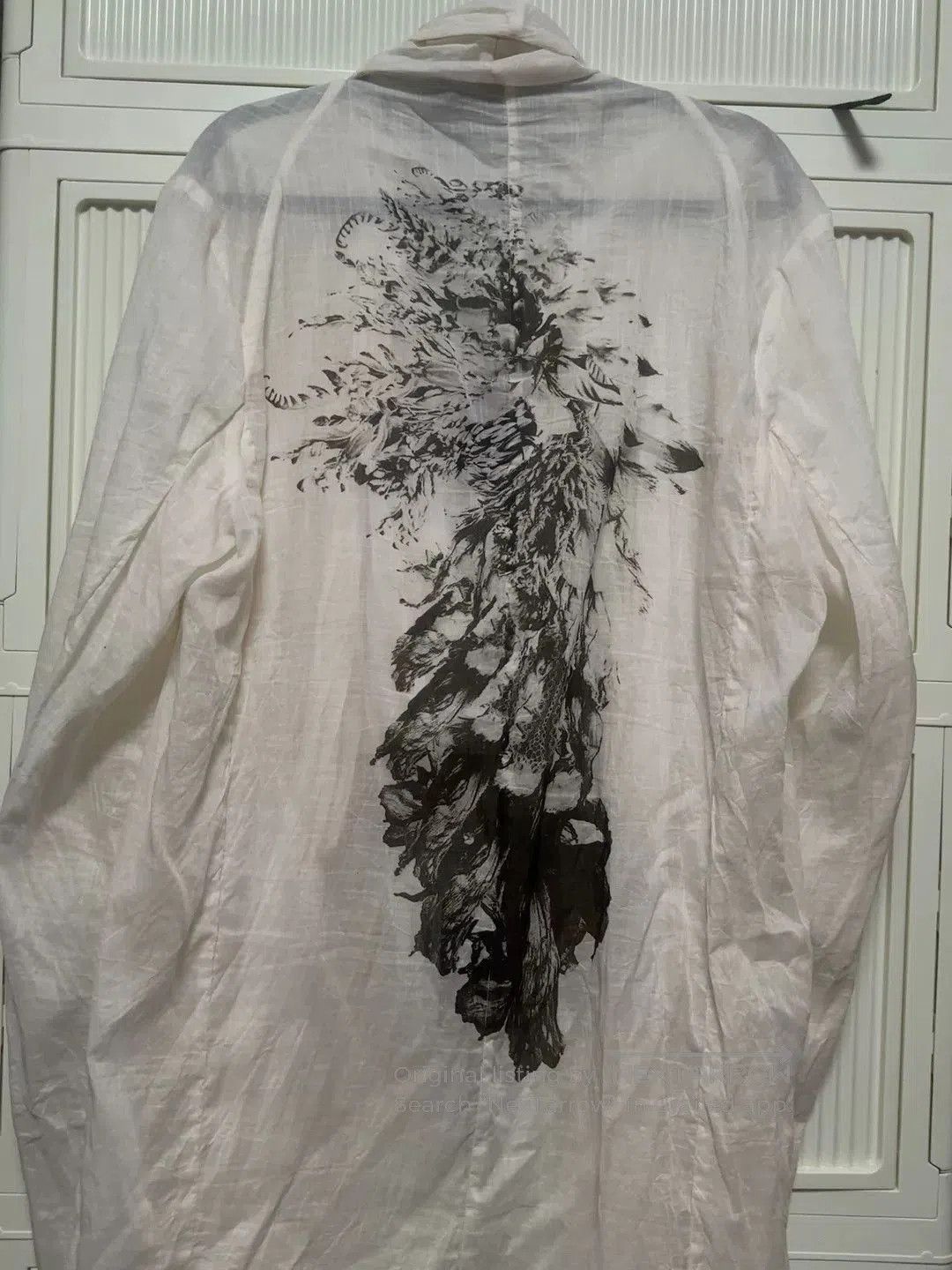 Japanese Brand Dark Aesthetic Linen Coat 3 Size. Size L / US 10 / IT 46 - 4 Thumbnail