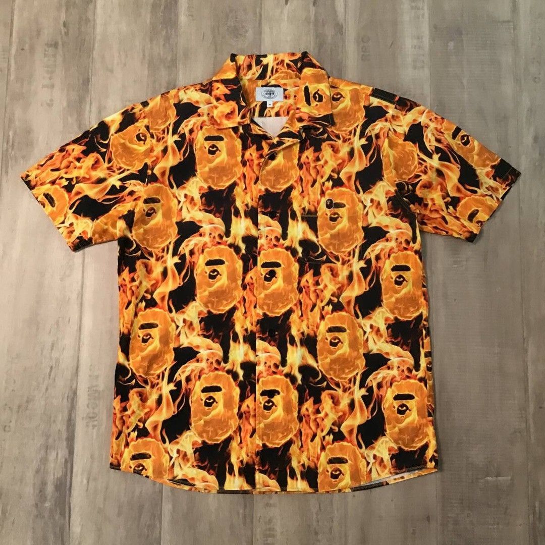 Bape BAPE FLAME short sleeve shirt a bathing ape Fire Size US M / EU 48-50 / 2 - 1 Thumbnail