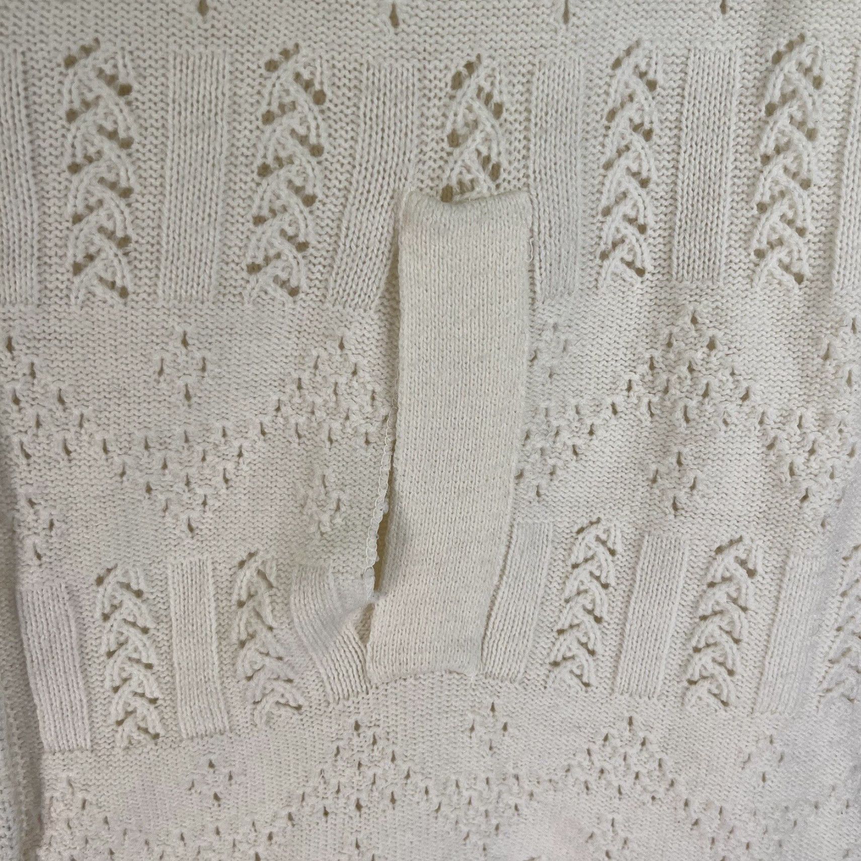 Vintage VINTAGE Sherry Gale Cardigan Poncho Sweater M Ivory Geometric Open-Knit Boho Collar Womens Size M / US 6-8 / IT 42-44 - 4 Thumbnail