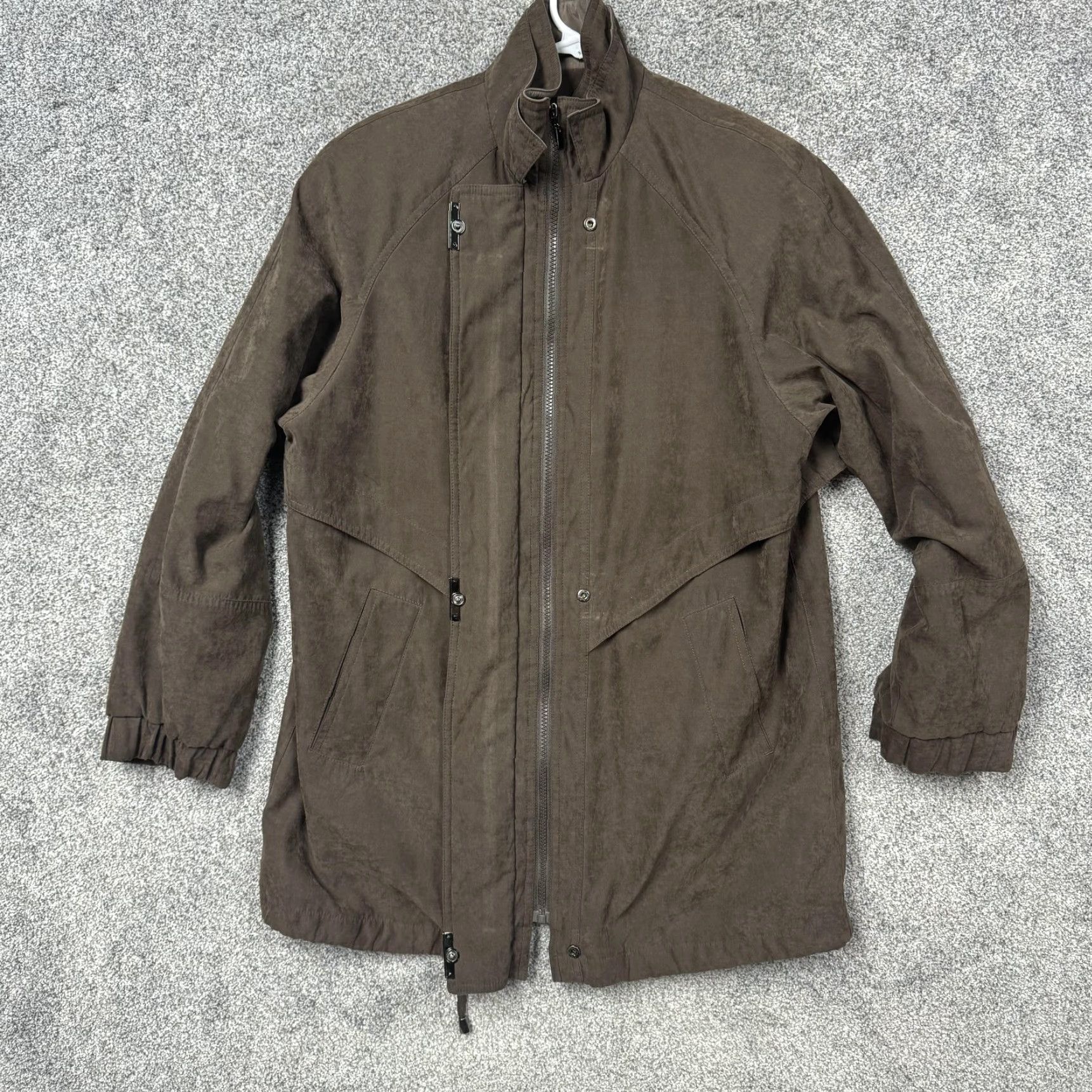 Vintage Fleet Street Coat Womens PM Brown Microfiber Rain Jacket Full Zip Lined Pockets Size M / US 6-8 / IT 42-44 - 7 Thumbnail