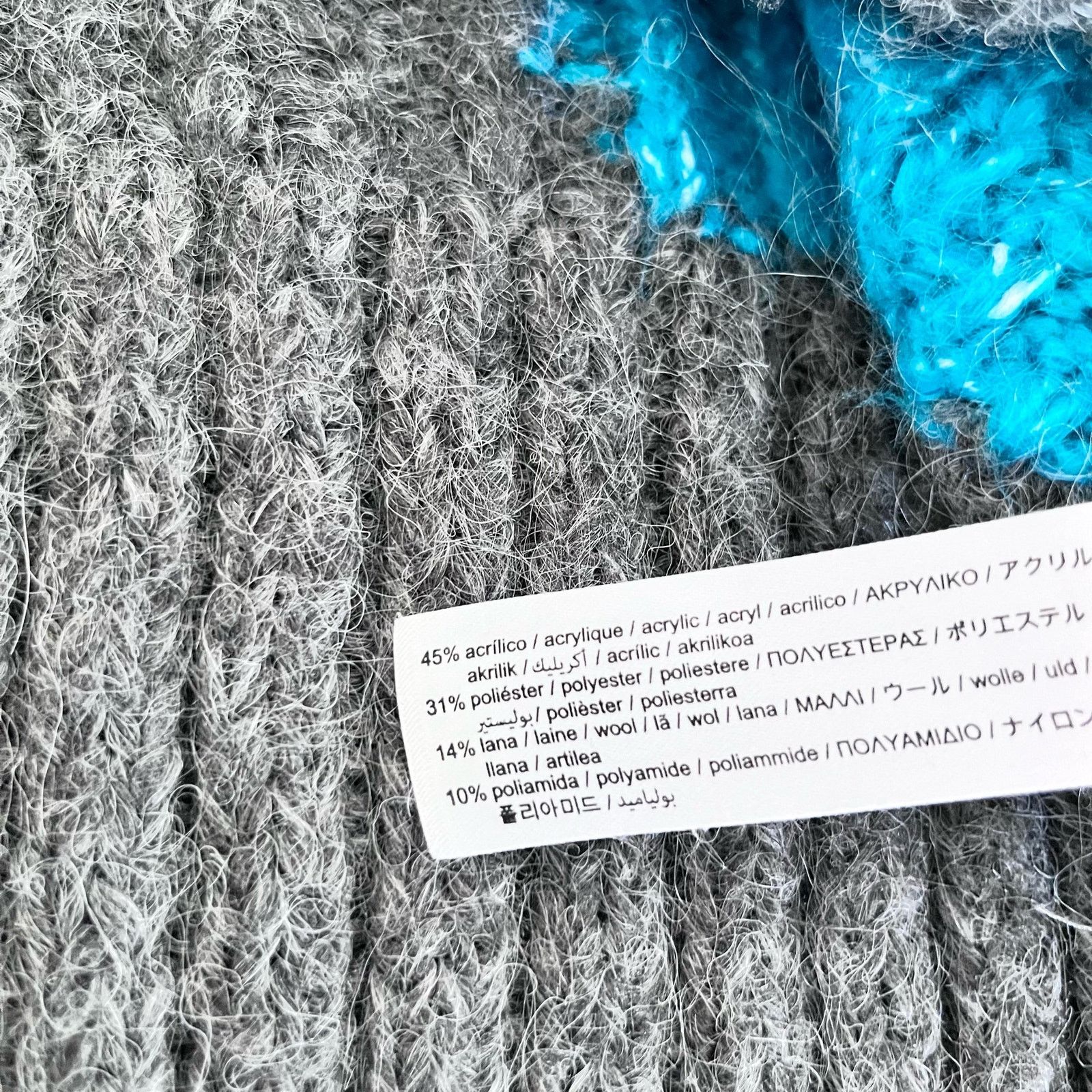 Zara Zara Gray Colorblock Cable Knit Mock Neck Poncho Sweater Size M / US 6-8 / IT 42-44 - 9 Thumbnail