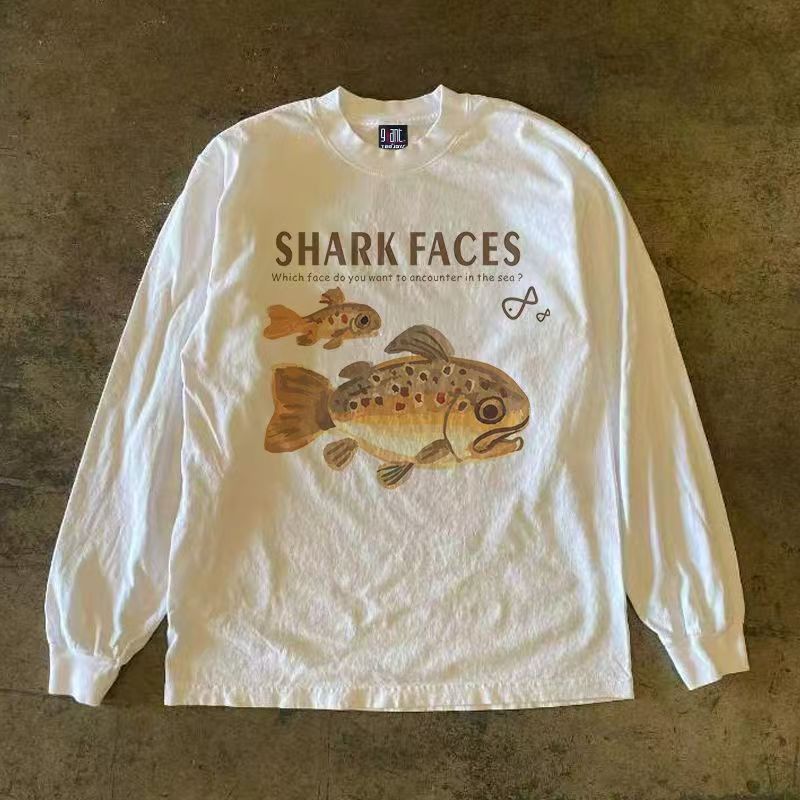 Japanese Brand White retro eye print cotton long-sleeved t-shirt Size US M / EU 48-50 / 2 - 1 Thumbnail