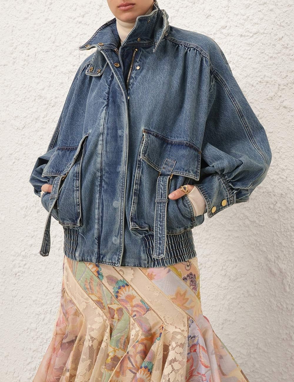 Zimmermann oc11z0925 Illustration Denim Jacket in Blue Size L / US 10 / IT 46 - 2 Thumbnail