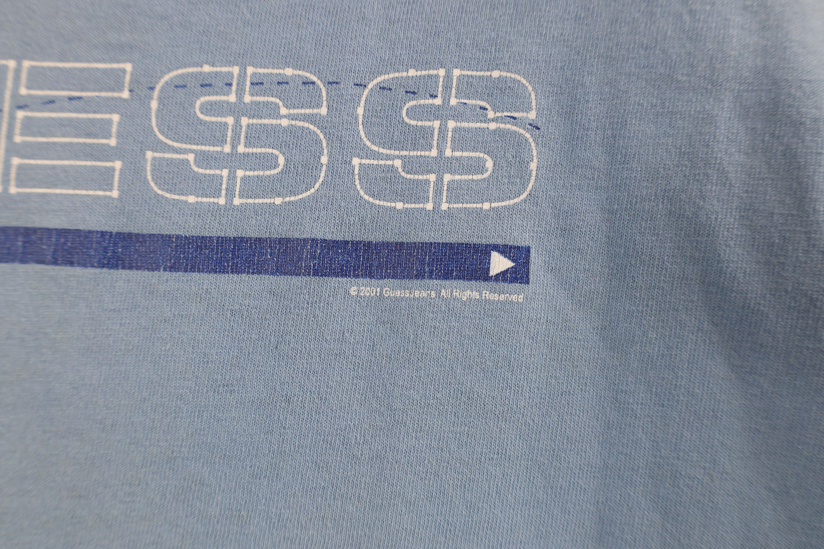 Guess × Vintage Vintage Y2K 2001 Guess Spell Out Stencil T-Shirt Blue Cotton Size US XL / EU 56 / 4 - 5 Thumbnail