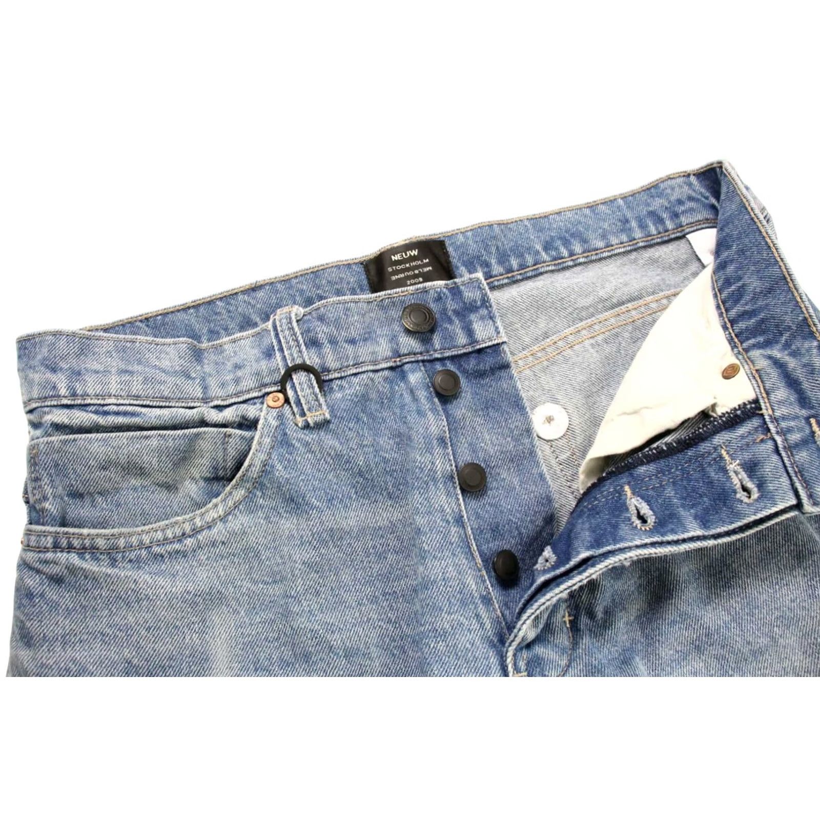 Vintage NEUW Studio Relaxed Jeans Men's W31/L32 Blue Whiskers Faded Button Fly Denim Casual Jeans Men Size US 31 - 4 Thumbnail