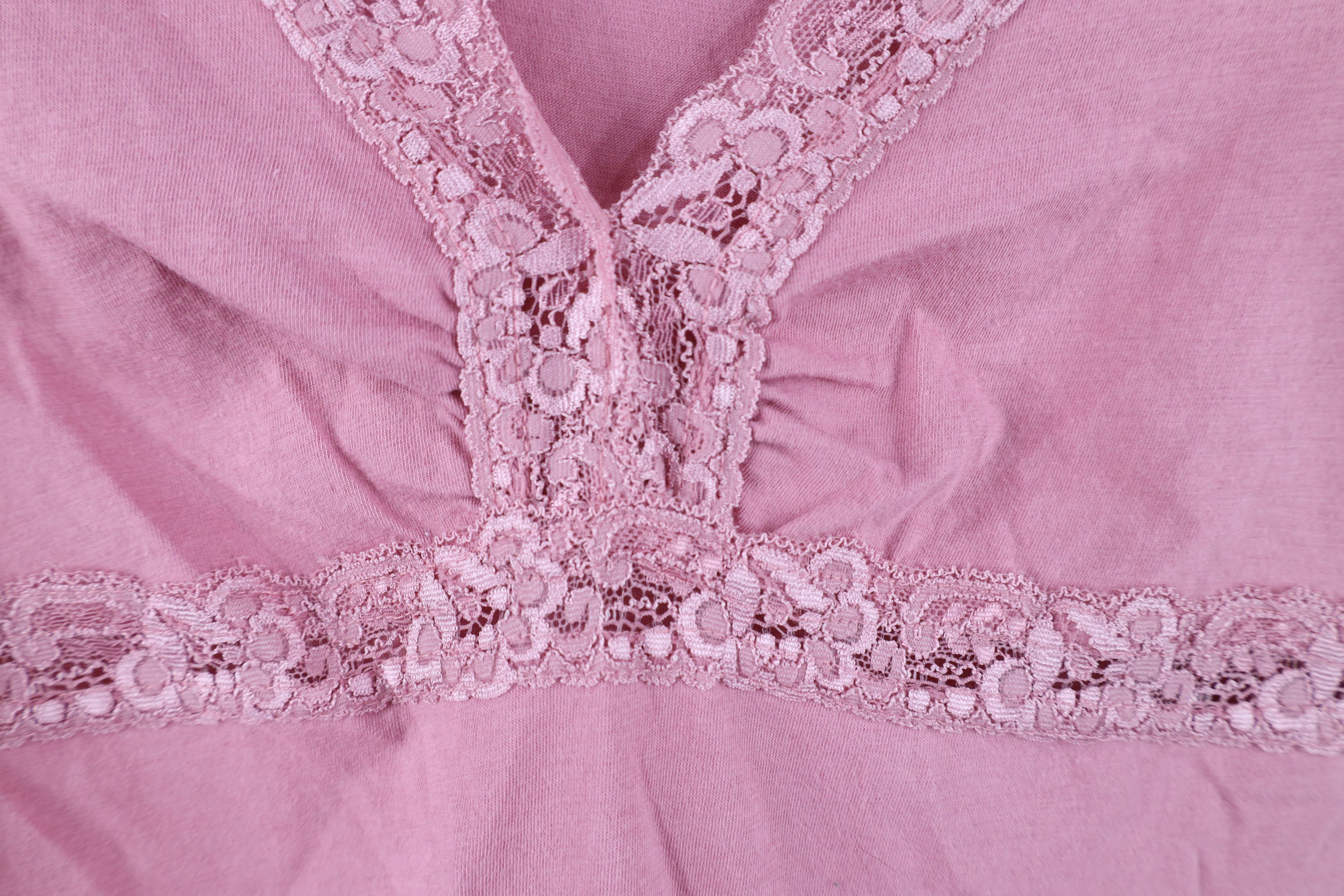 Vintage Vintage 90s Y2K Babydoll Lace Marled Shirt Top Pink USA Size M / US 6-8 / IT 42-44 - 6 Thumbnail