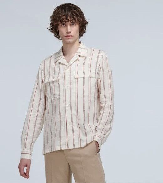 Dries Van Noten Dries van Noten Striped Shirt Camp Collar Red Size US XL / EU 56 / 4 - 1 Thumbnail
