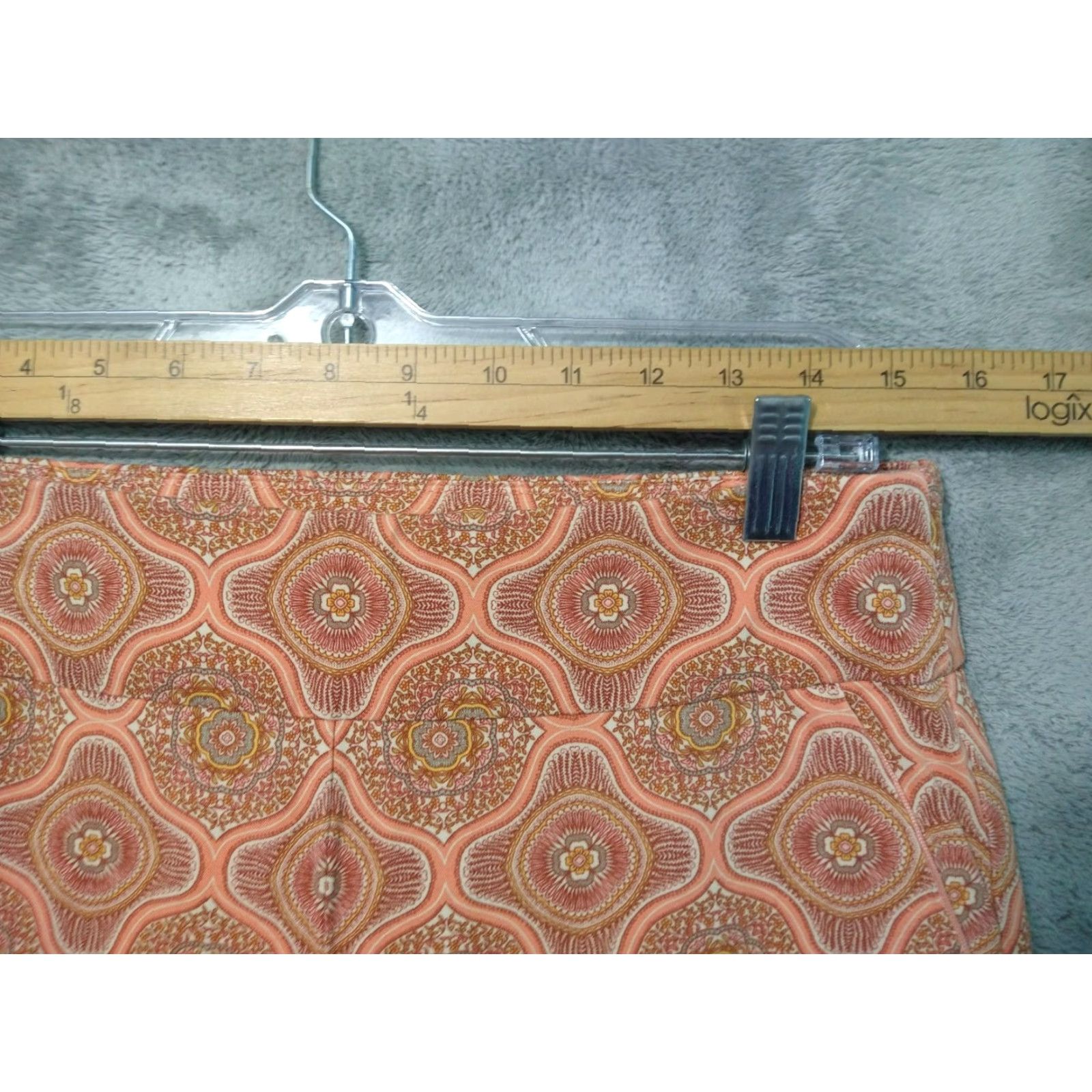 Soft Surroundings Soft Surroundings Pants Womens Medium Orange Ankle Skinny Stretch Bohemian City Preppy Pattern: Geometric Color: Orange Size: M Size 32" / US 10 / IT 46 - 3 Thumbnail