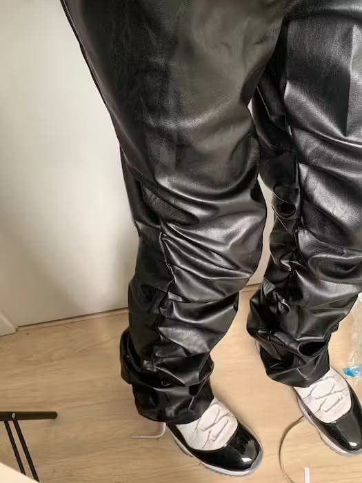 Japanese Brand × Vintage Loose Ruched Casual Pu Leather Pants Size US 32 / EU 48 - 5 Thumbnail