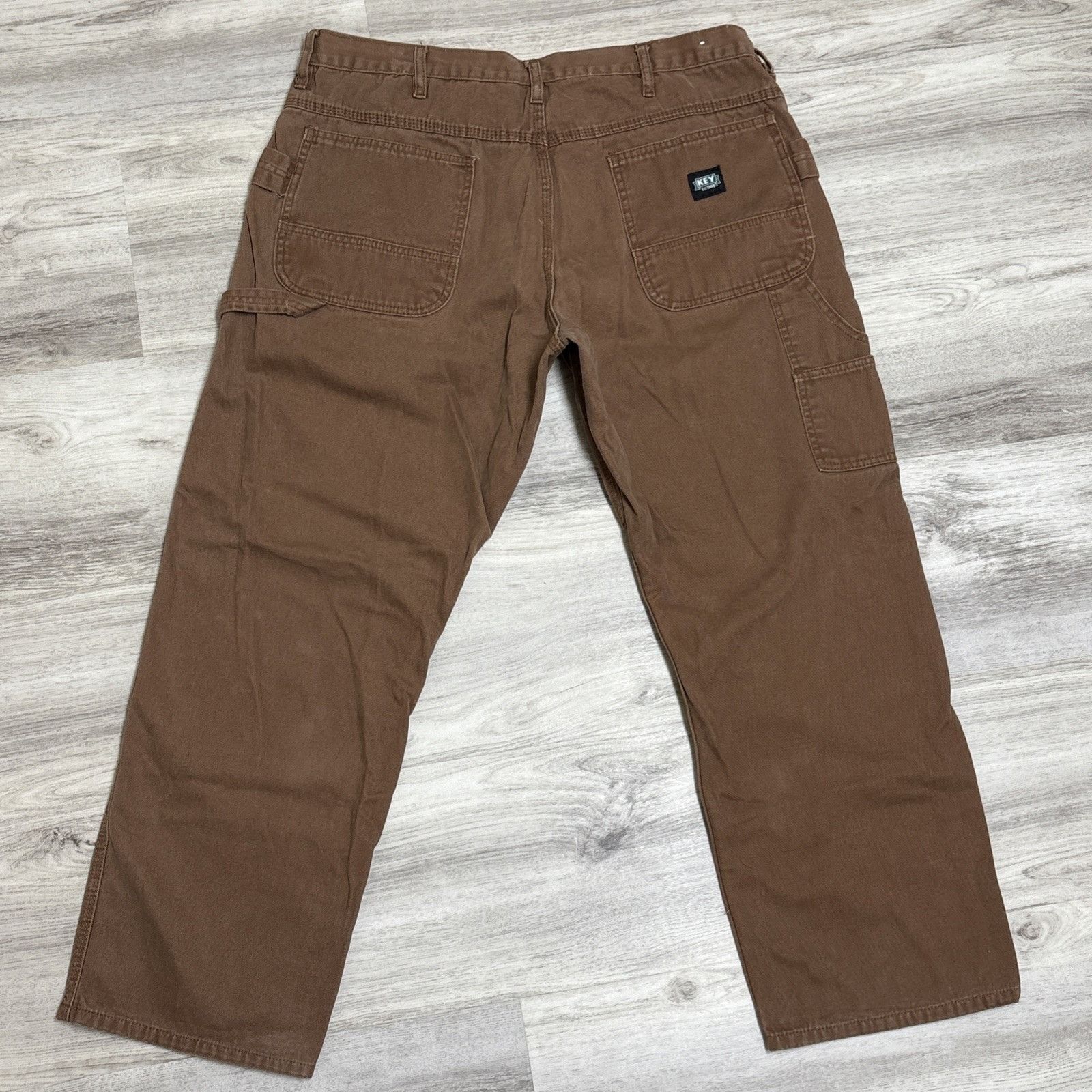 Other Key Pants Mens 40x30 Brown Dungarees Duck Distressed Thrashe Size US 40 / EU 56 - 4 Thumbnail