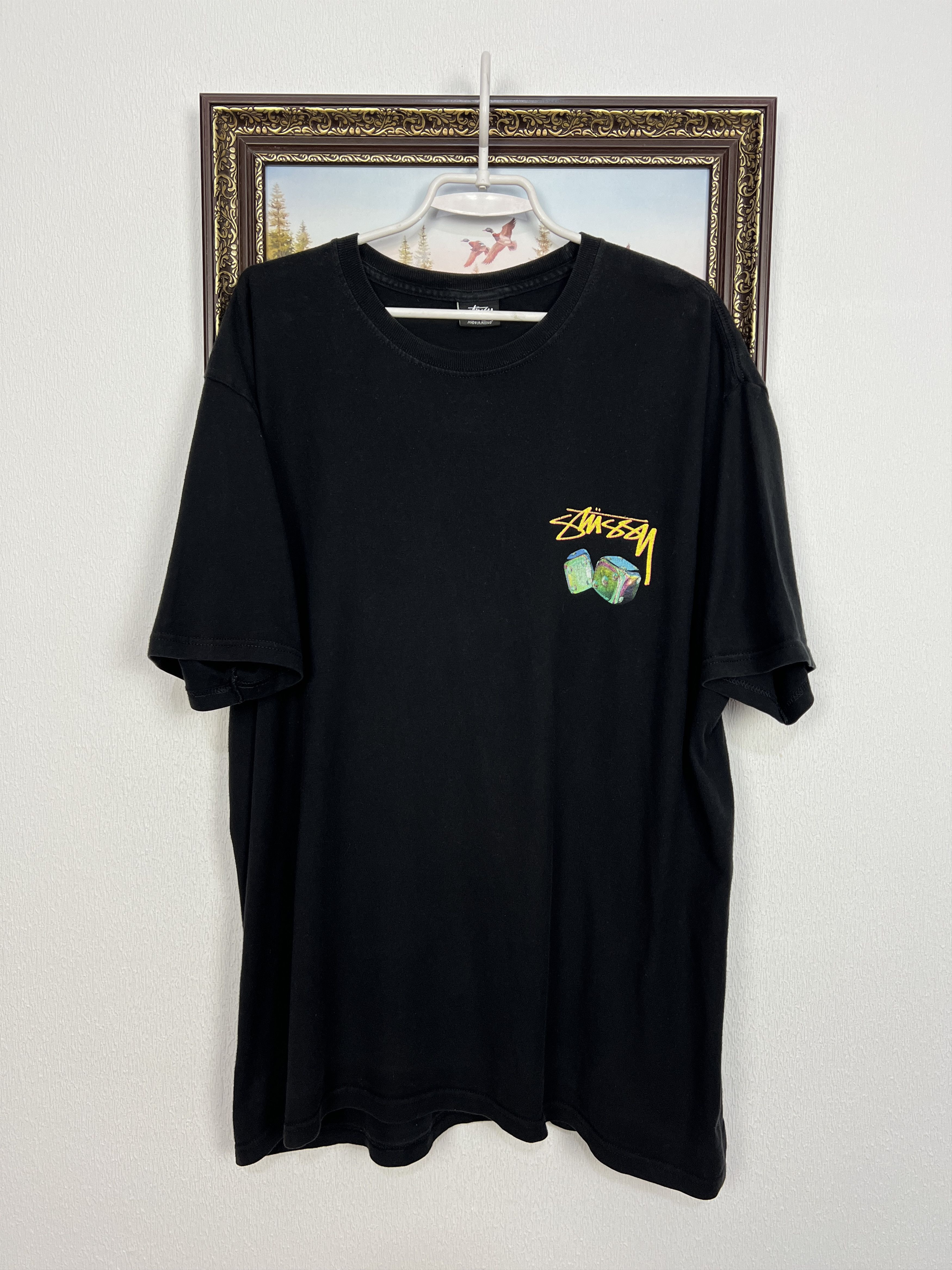 Vintage Vintage Stussy Iridescent Dice Tee Over Print Big Logo Shirt Size US XL / EU 56 / 4 - 3 Thumbnail