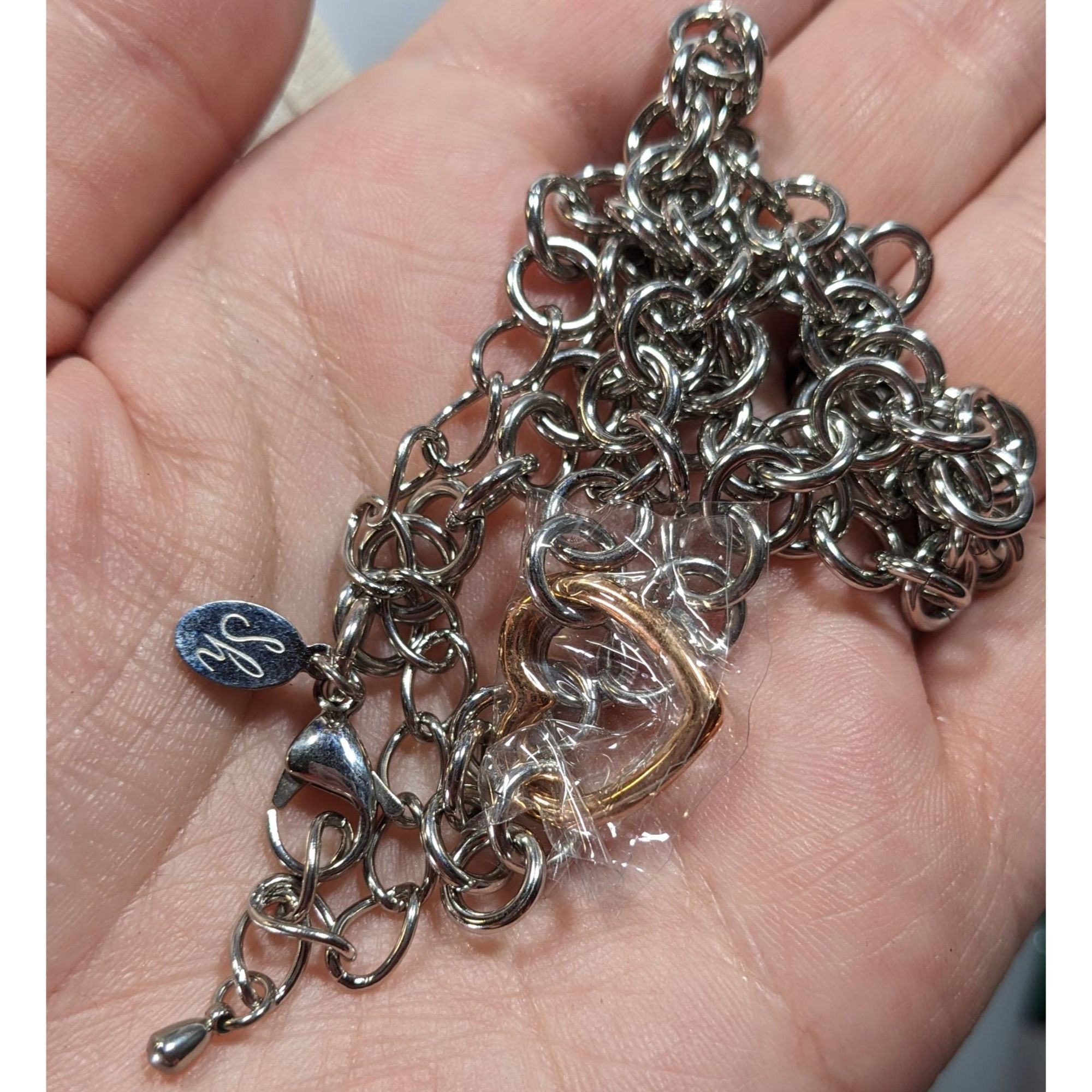 Other Coquette Heart Pendant Chain Necklace Silver And Gold Tone Size ONE SIZE - 3 Thumbnail