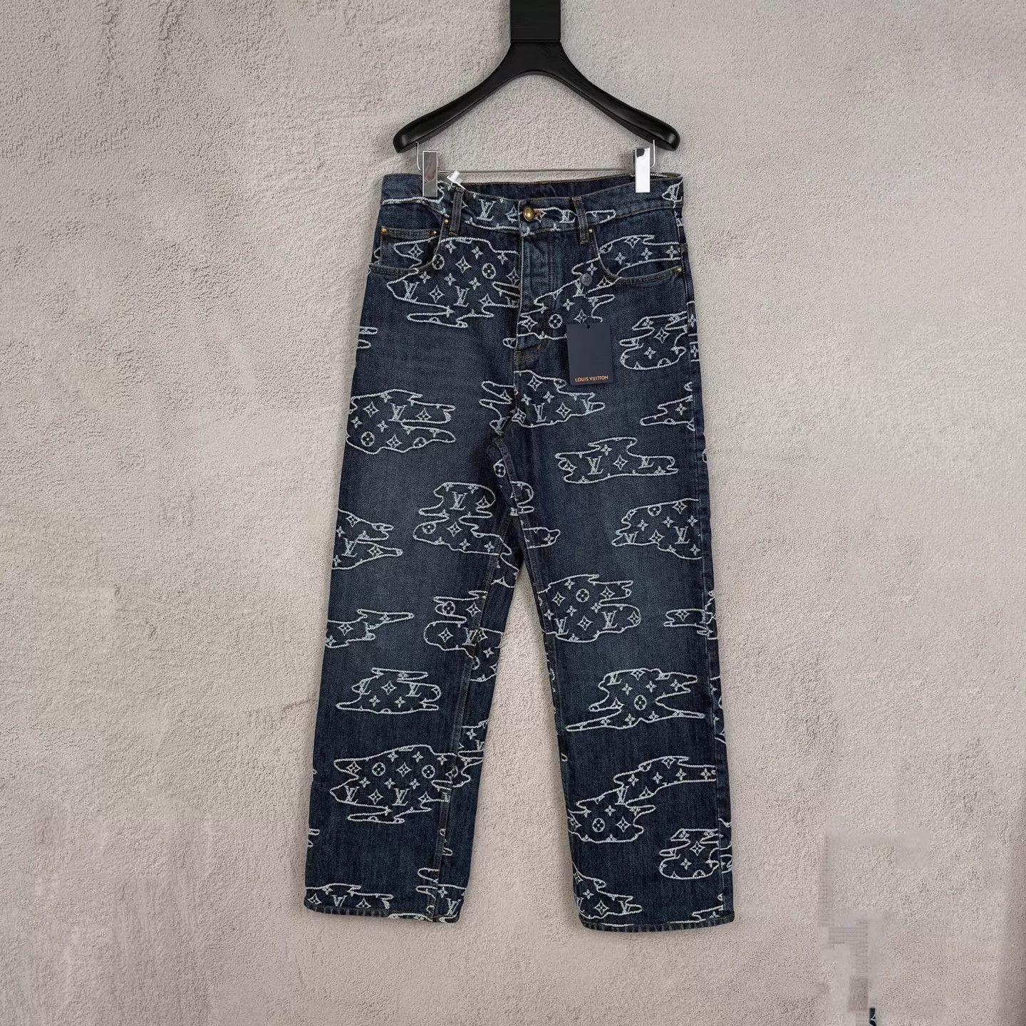 Louis Vuitton Blue Denim Jeans with White Cloud Pattern Size 30 Size US 30 / EU 46 - 1 Thumbnail