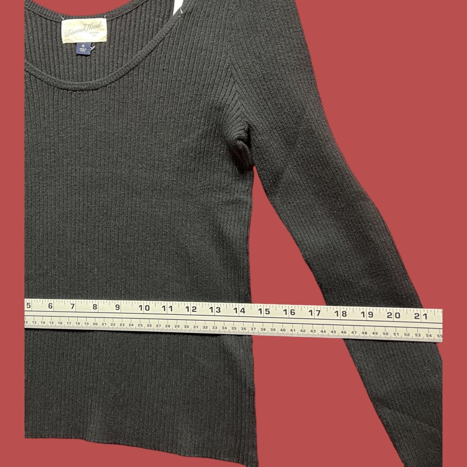 Other Universal Thread - Women's Ribbed Long Sleeve Scoopneck T-Sh Size XL / US 12-14 / IT 48-50 - 4 Thumbnail