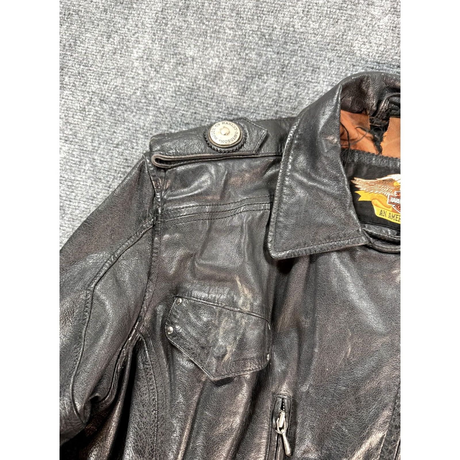 Harley Davidson VINTAGE Harley Davidson Jacket Womens Medium Black Leather Moto Biker 90s Size M / US 6-8 / IT 42-44 - 4 Thumbnail