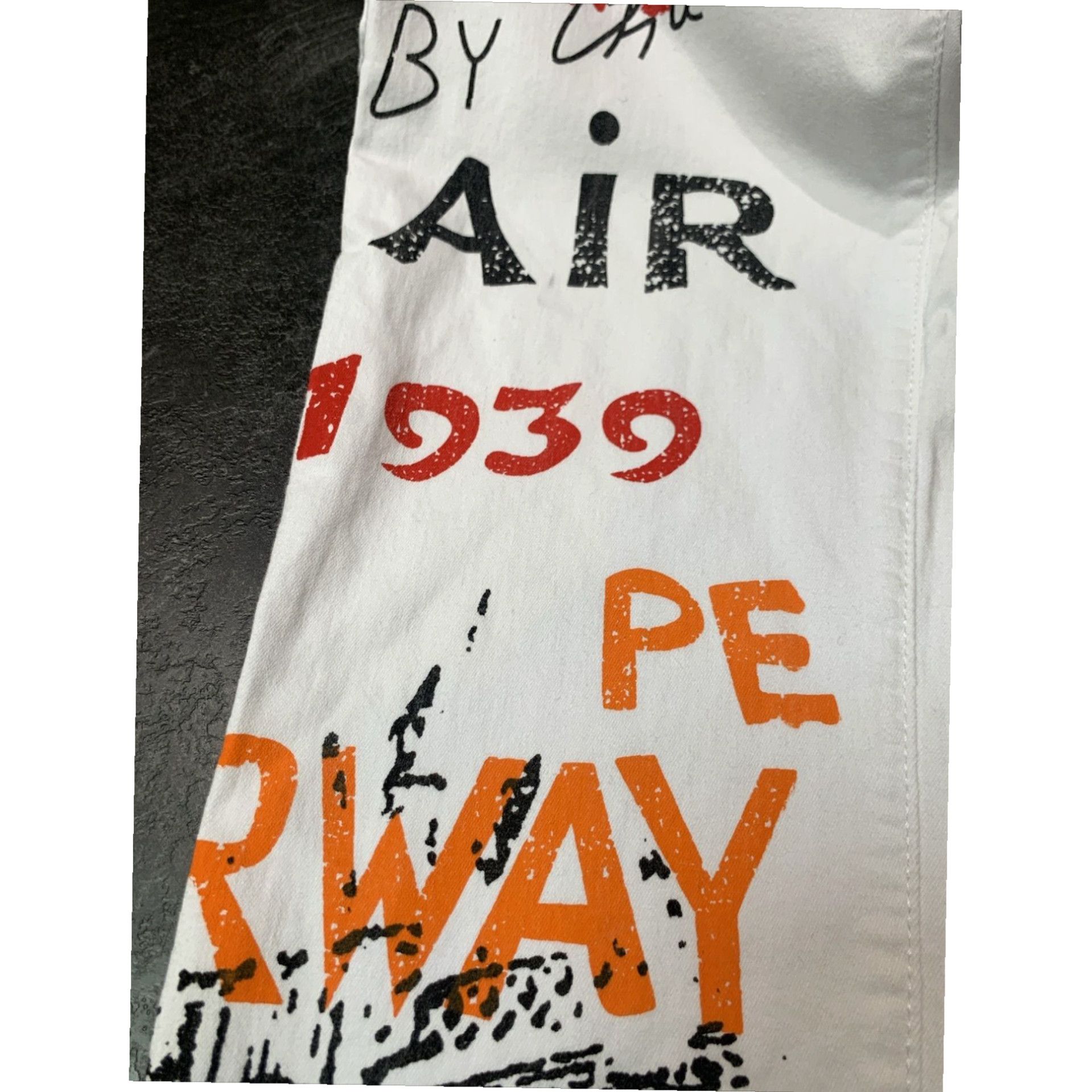 Vintage Graffiti White Paris 1939 Womens Jeans Size 38 Extra Large XL Stretchy Pre Owned Size 25" / US 0 / IT 36 - 4 Thumbnail